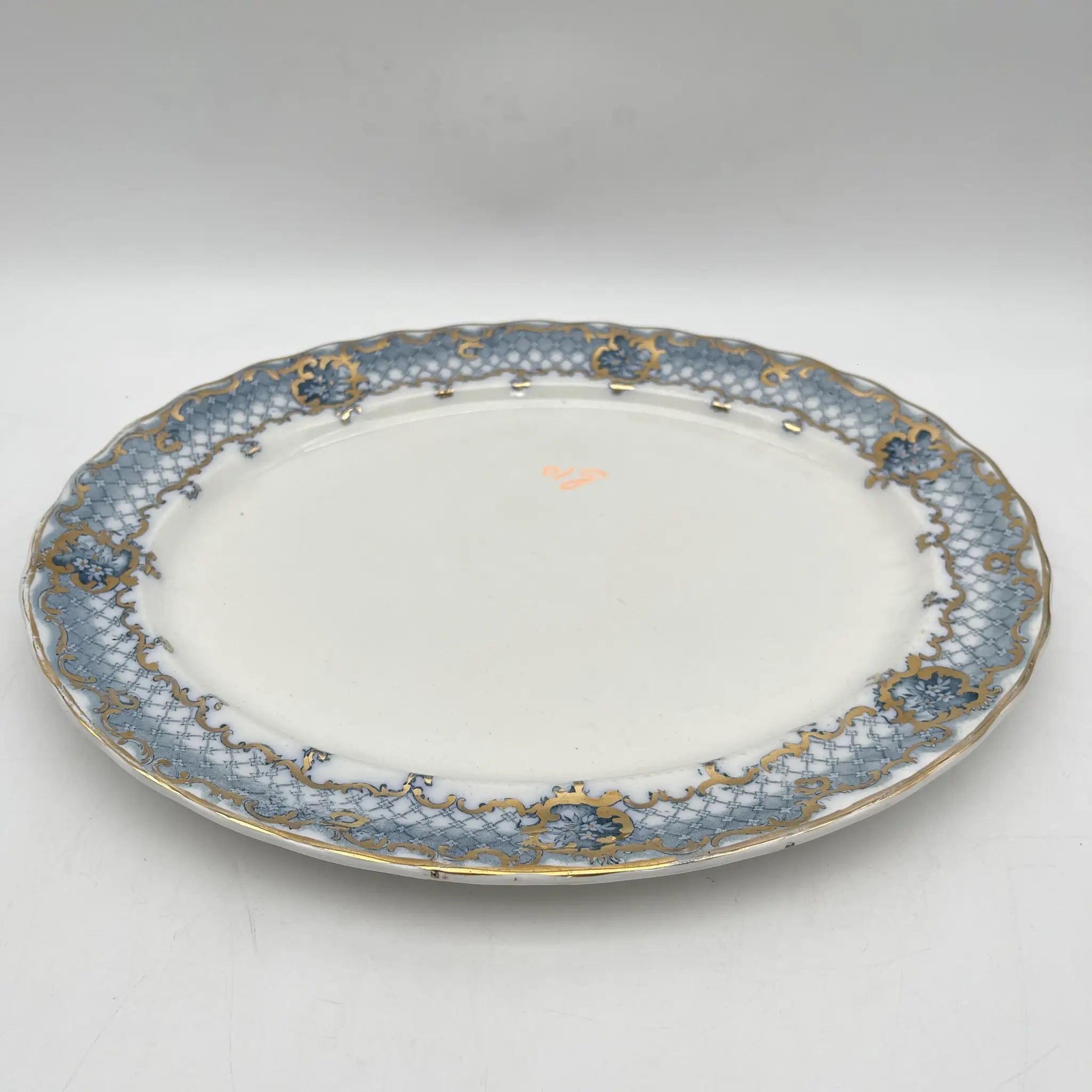 【古董】椭圆形盘子/ Furnivals / Venice /估计1900年左右/陶器/英国/罗卡伊,卷轴,拉提斯作品