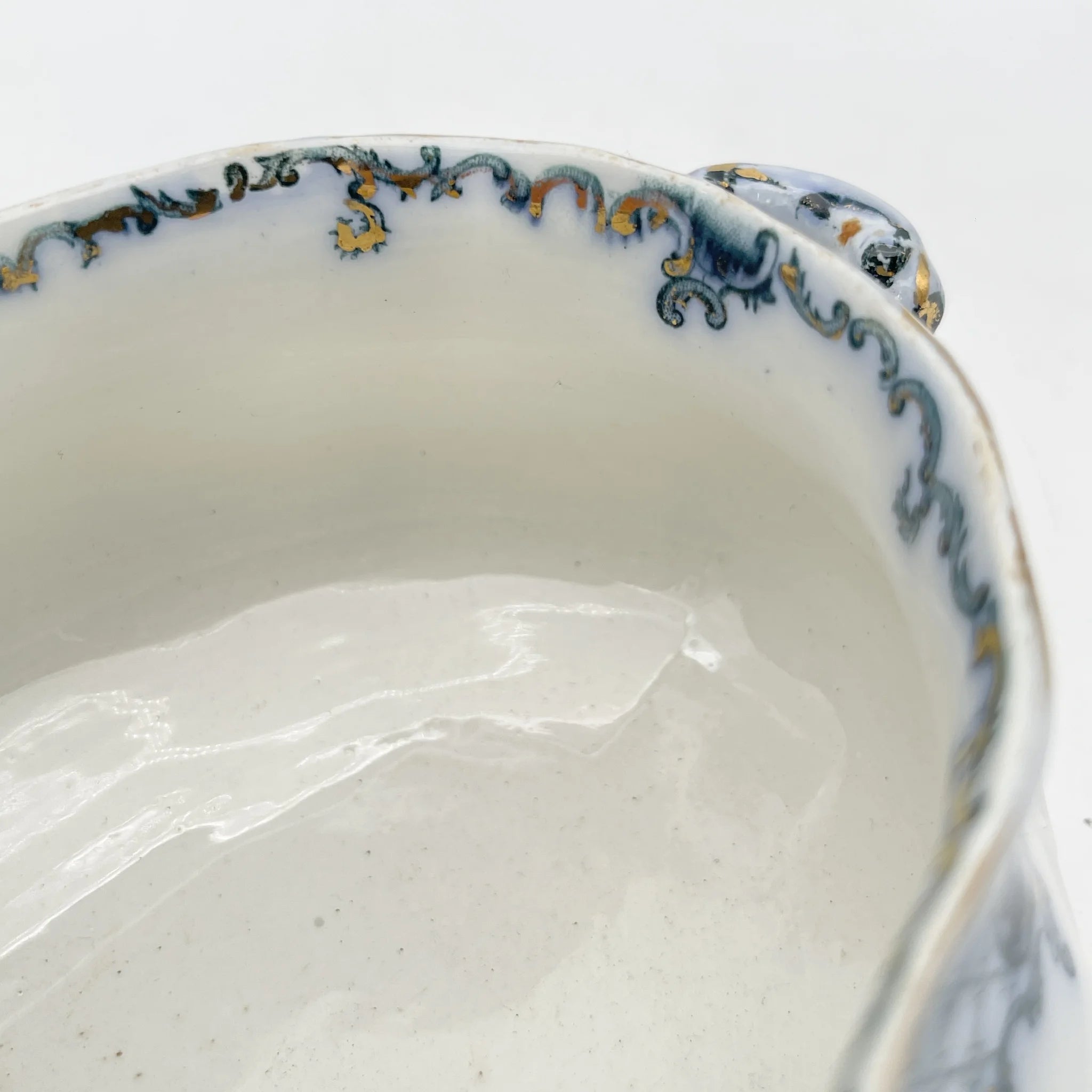 【古董】汤底/ Furnivals / Venice /估计1900左右/陶器/英国/罗凯,卷轴,拉提斯作品