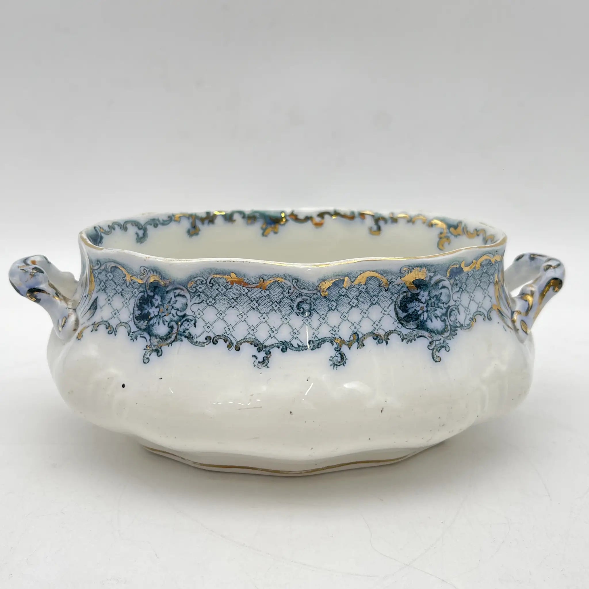【古董】汤底/ Furnivals / Venice /估计1900左右/陶器/英国/罗凯,卷轴,拉提斯作品