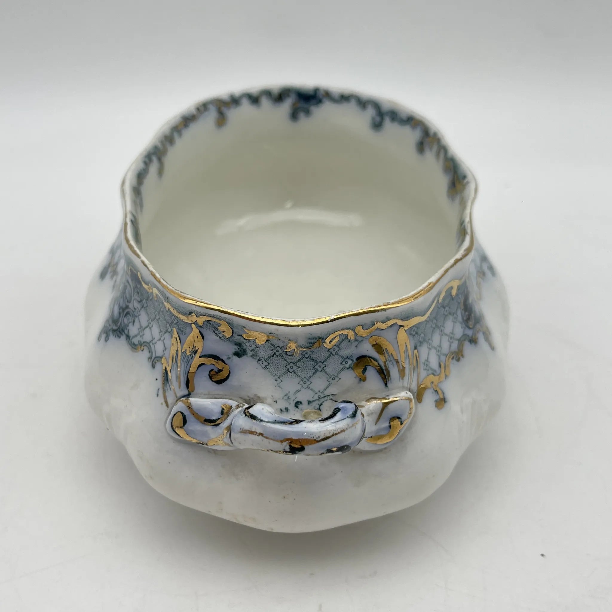 【古董】汤底/ Furnivals / Venice /估计1900左右/陶器/英国/罗凯,卷轴,拉提斯作品