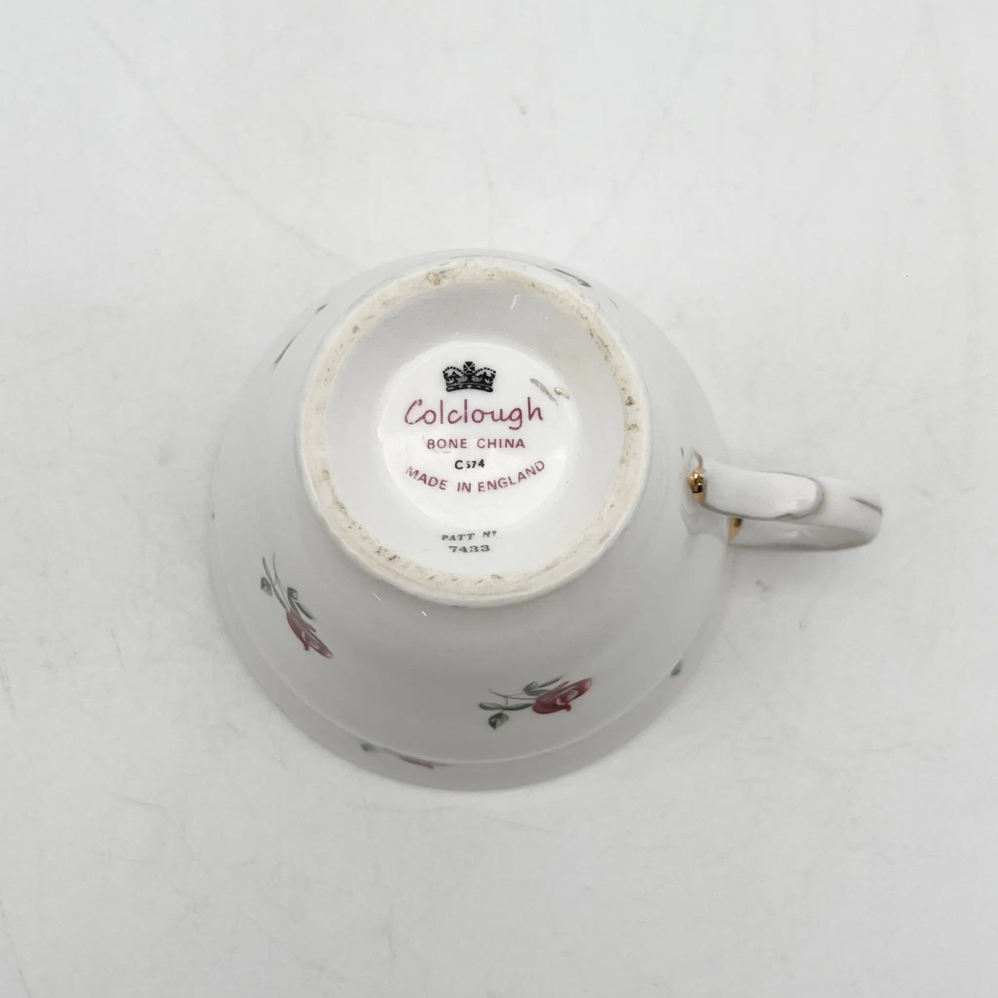 【复古】杯&碟子/ Crown Royal /估计20c中/ Bone China /英国/玫瑰,金彩