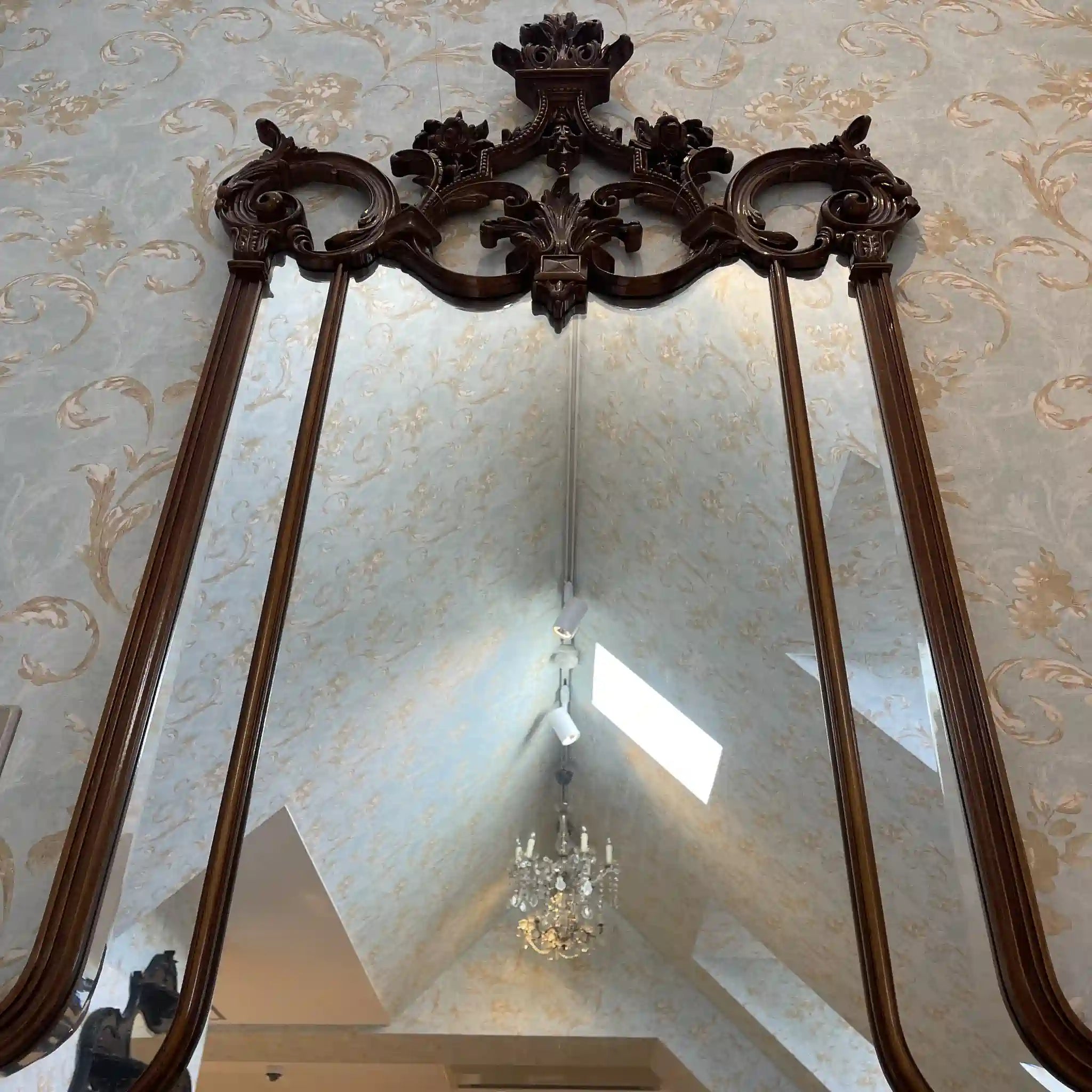 【アンティーク】 ミラーコンソールテーブル / ジョージアン様式 / 20世紀 / ビーチ材 / イタリア / フルーティングレッグ,手彫り,