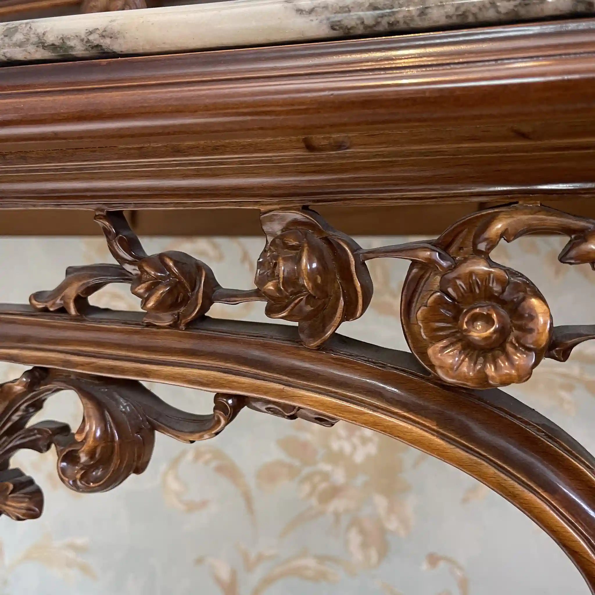 【アンティーク】 ミラーコンソールテーブル / ジョージアン様式 / 20世紀 / ビーチ材 / イタリア / フルーティングレッグ,手彫り,