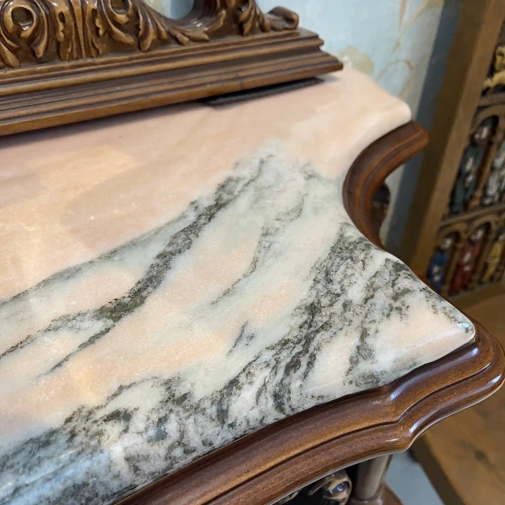 【アンティーク】 ミラーコンソールテーブル / ジョージアン様式 / 20世紀 / ビーチ材 / イタリア / フルーティングレッグ,手彫り,