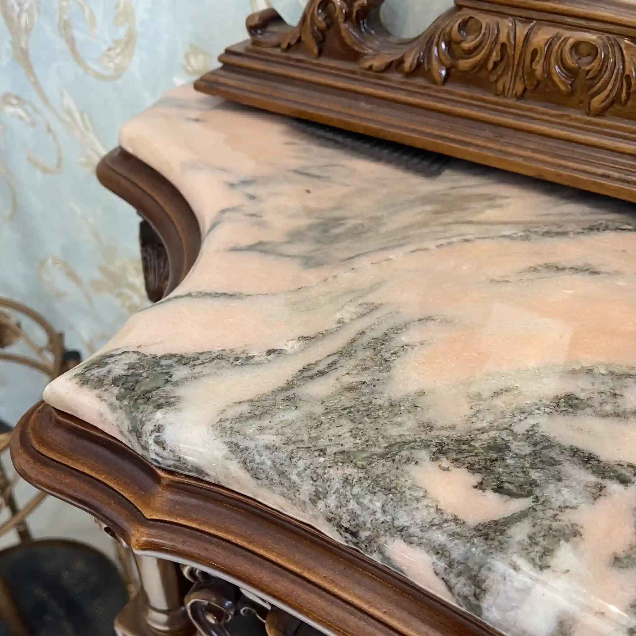 【アンティーク】 ミラーコンソールテーブル / ジョージアン様式 / 20世紀 / ビーチ材 / イタリア / フルーティングレッグ,手彫り,