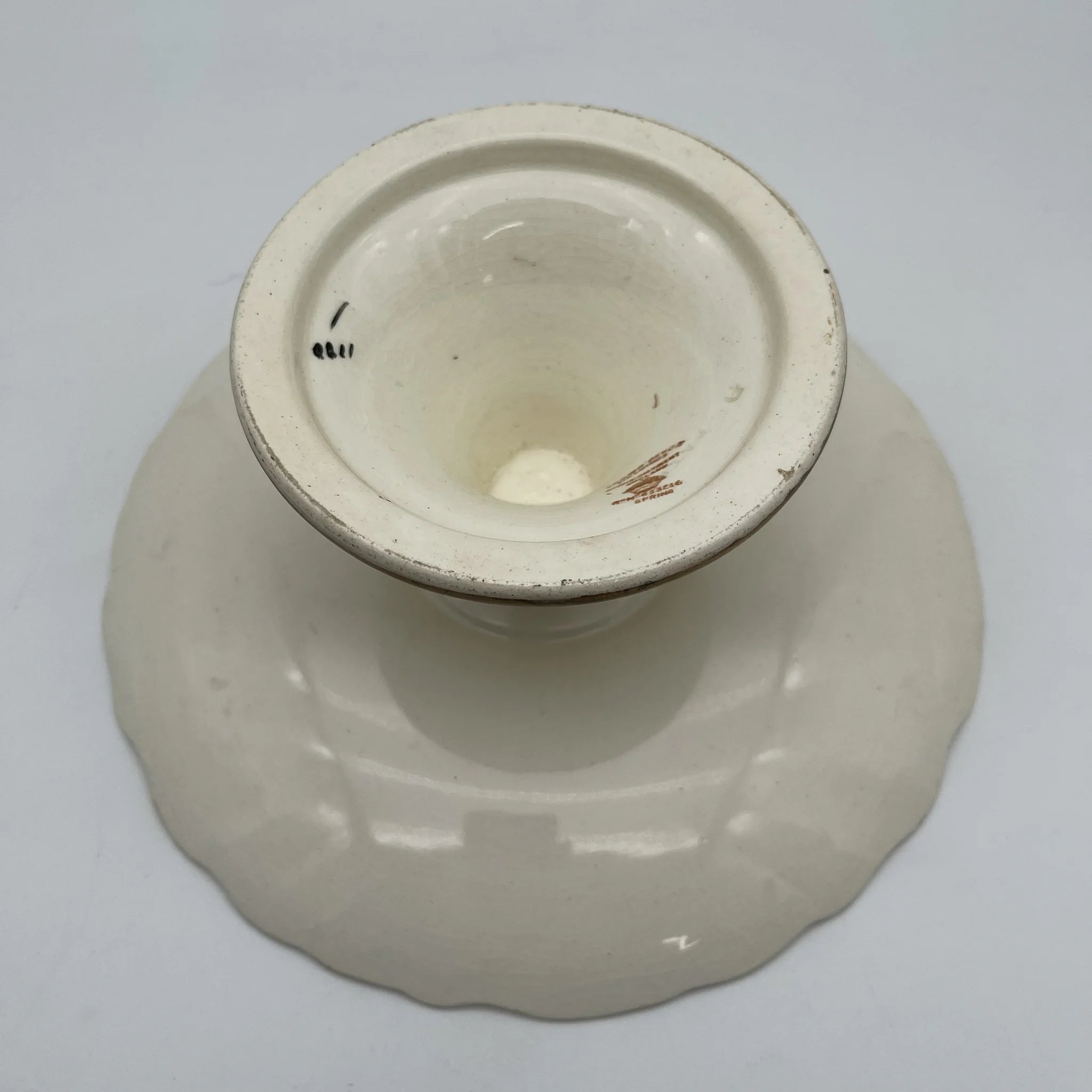 【アンティーク】 コンポート (高台皿) / Crown Devon (クラウンデボン) / Spring / 1910-1920年代 / 陶器 / イギリス / 銅板転写, 手彩色 金彩