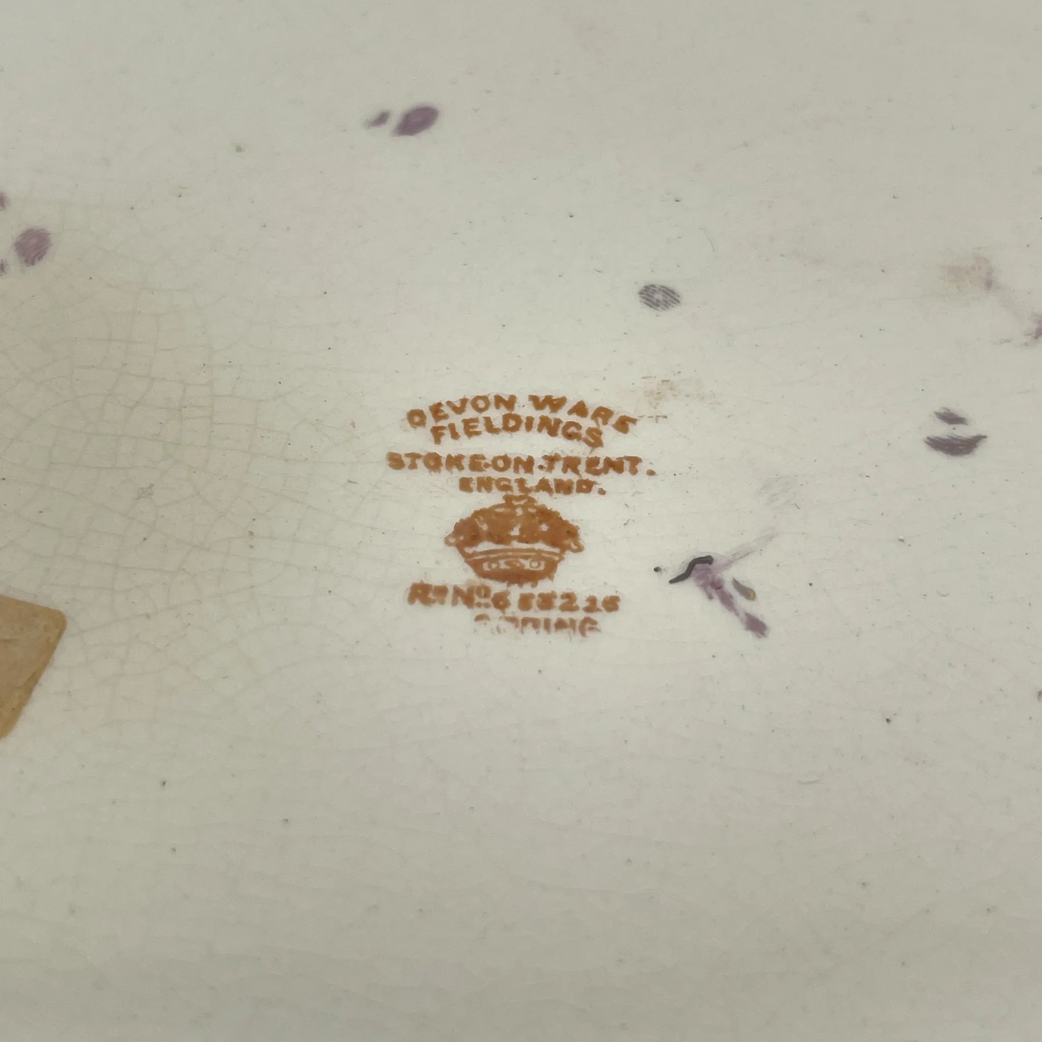 【アンティーク】 サービングプレート (大皿) / Crown Devon (クラウンデボン) / Spring / 1910年代 / 陶器 / イギリス / 銅板転写, 手彩色 金彩