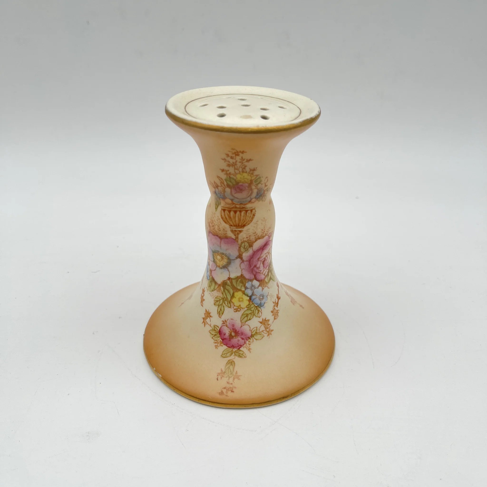 【アンティーク】 シュガーキャスター (砂糖入れ) / Crown Devon (クラウンデボン) / Spring / 1910-1920年代 / 陶器 / イギリス / 銅板転写, 手彩色 金彩