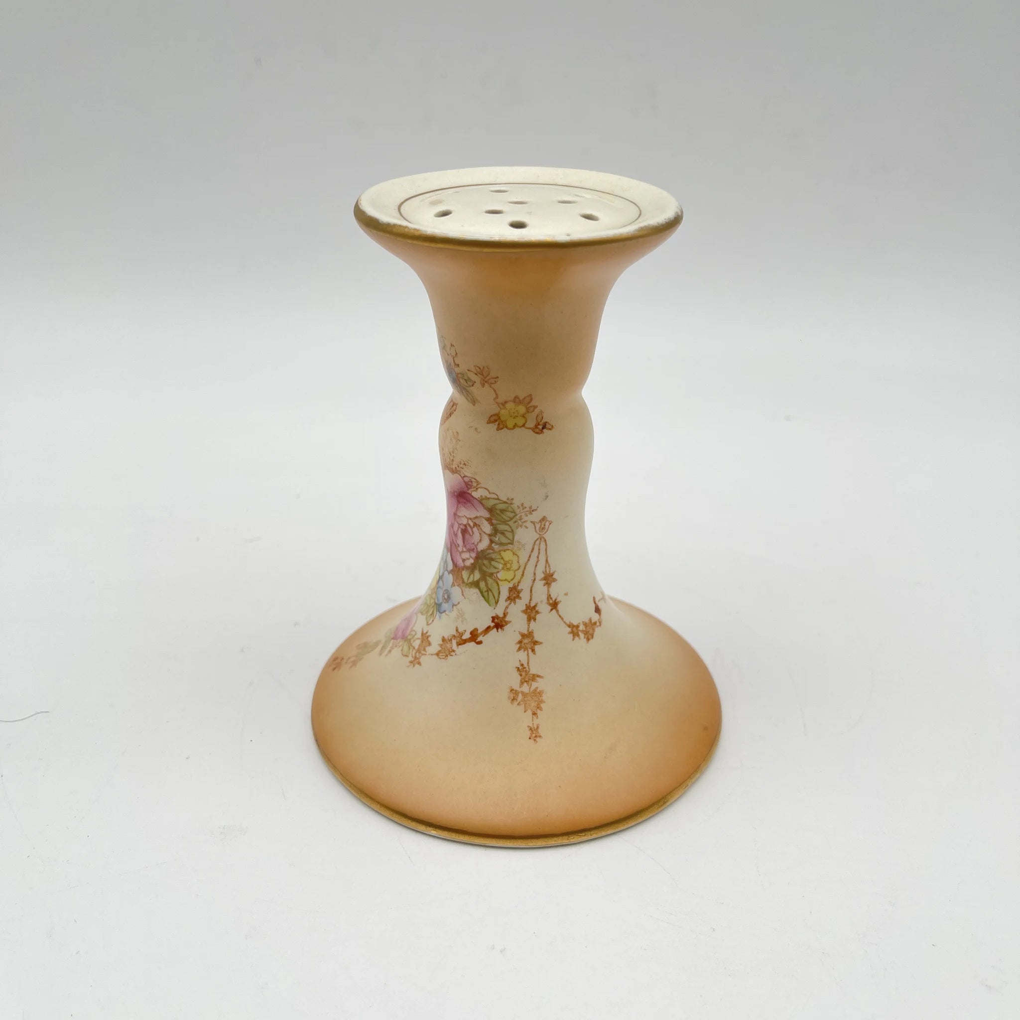 【アンティーク】 シュガーキャスター (砂糖入れ) / Crown Devon (クラウンデボン) / Spring / 1910-1920年代 / 陶器 / イギリス / 銅板転写, 手彩色 金彩