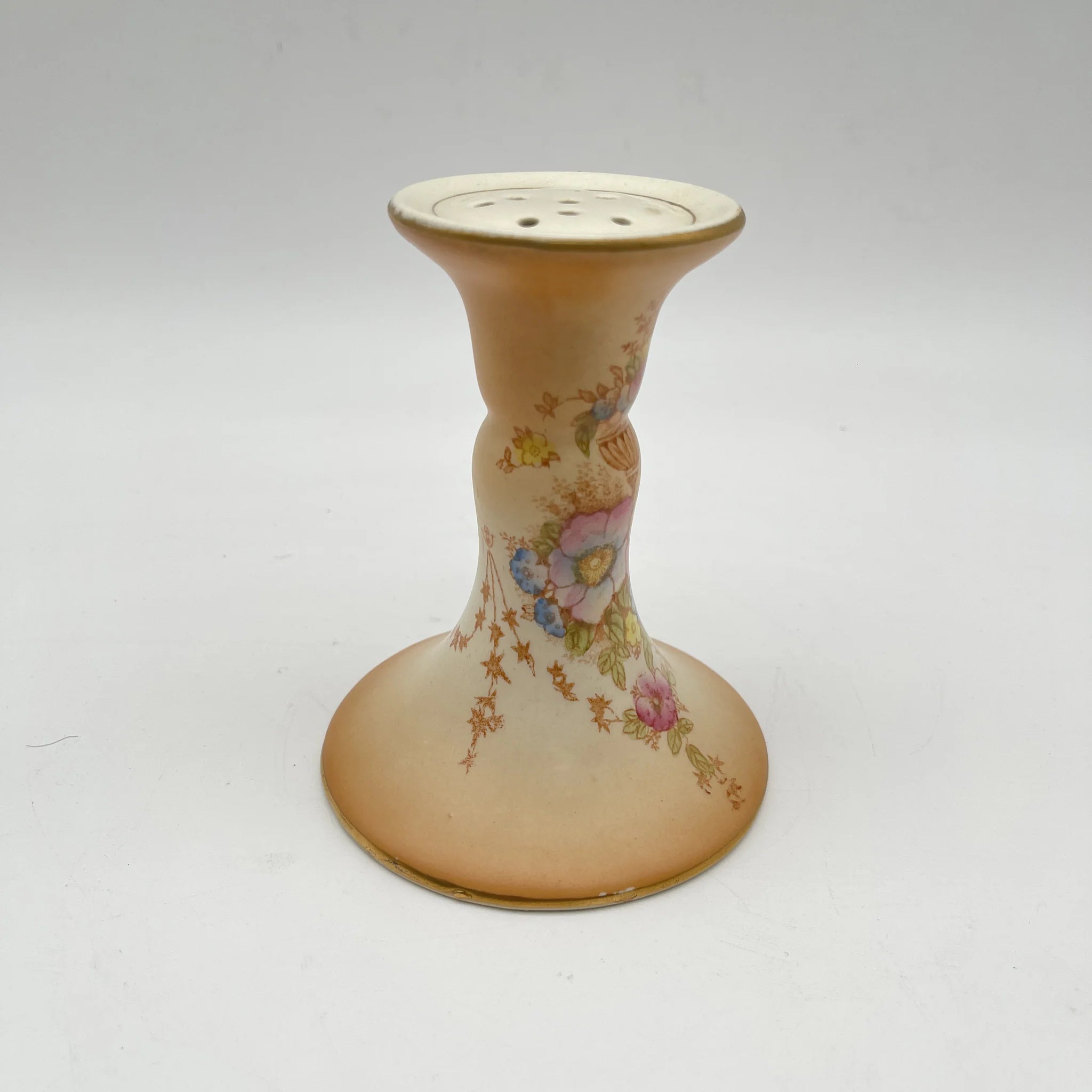 【アンティーク】 シュガーキャスター (砂糖入れ) / Crown Devon (クラウンデボン) / Spring / 1910-1920年代 / 陶器 / イギリス / 銅板転写, 手彩色 金彩