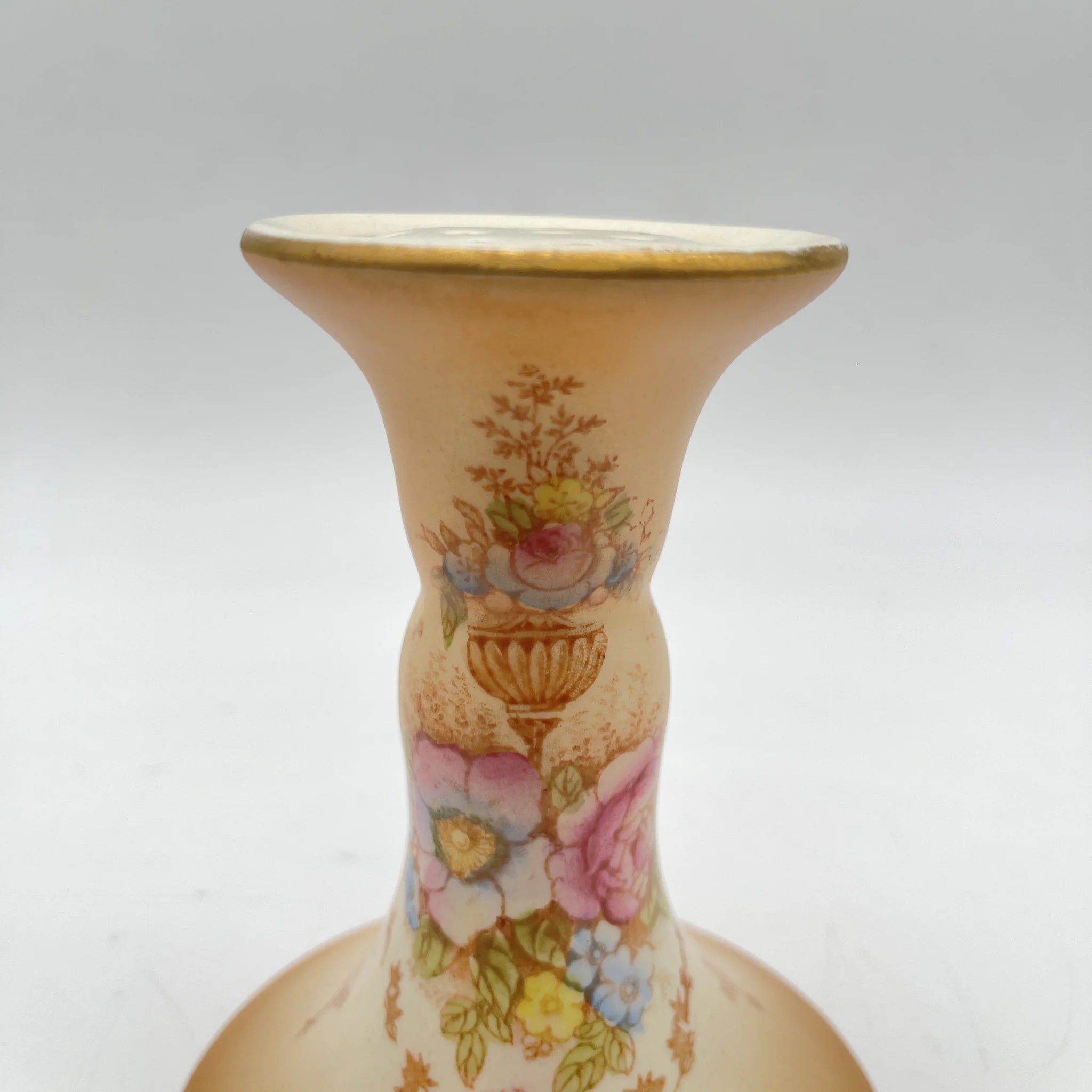 【アンティーク】 シュガーキャスター (砂糖入れ) / Crown Devon (クラウンデボン) / Spring / 1910-1920年代 / 陶器 / イギリス / 銅板転写, 手彩色 金彩