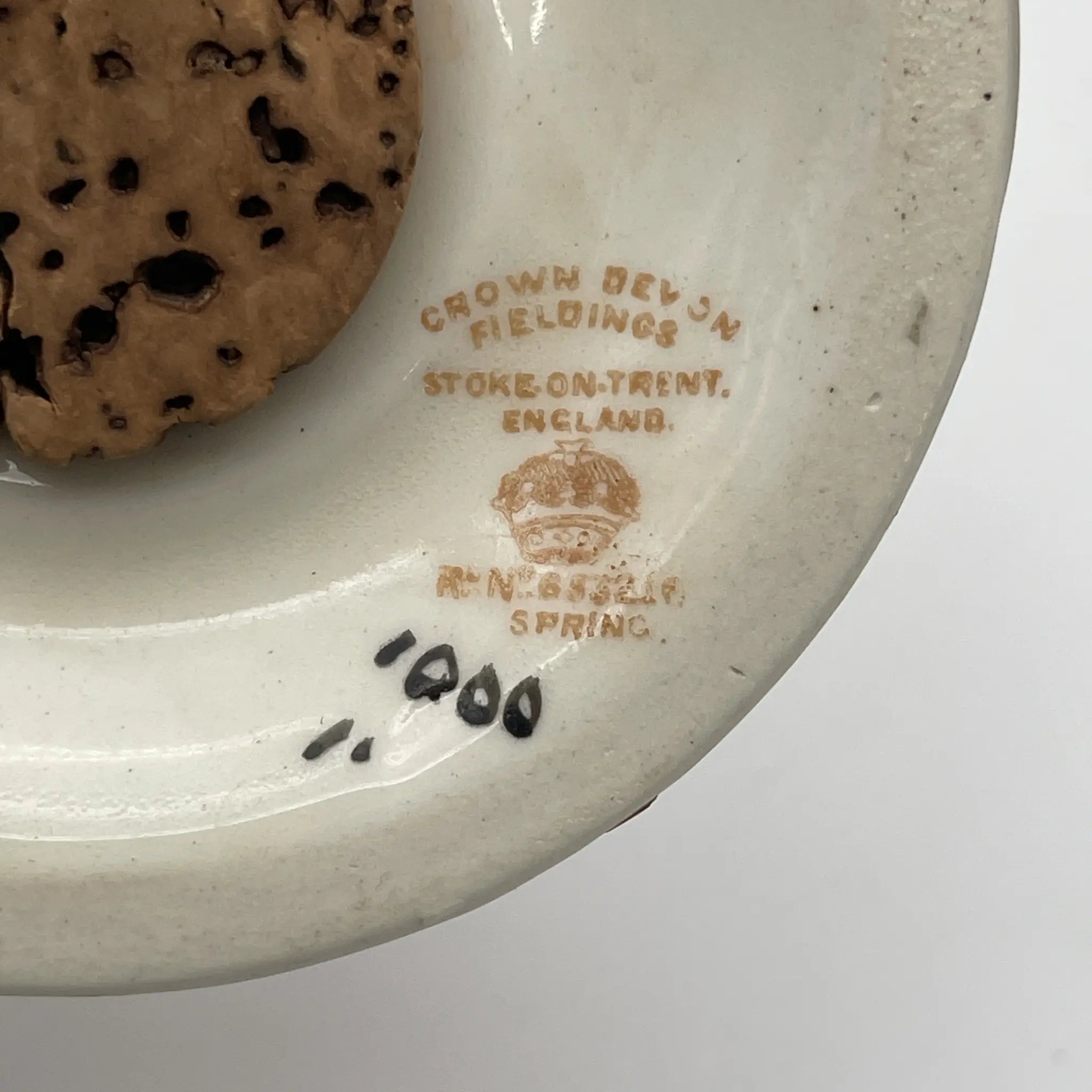 【アンティーク】 シュガーキャスター (砂糖入れ) / Crown Devon (クラウンデボン) / Spring / 1910-1920年代 / 陶器 / イギリス / 銅板転写, 手彩色 金彩