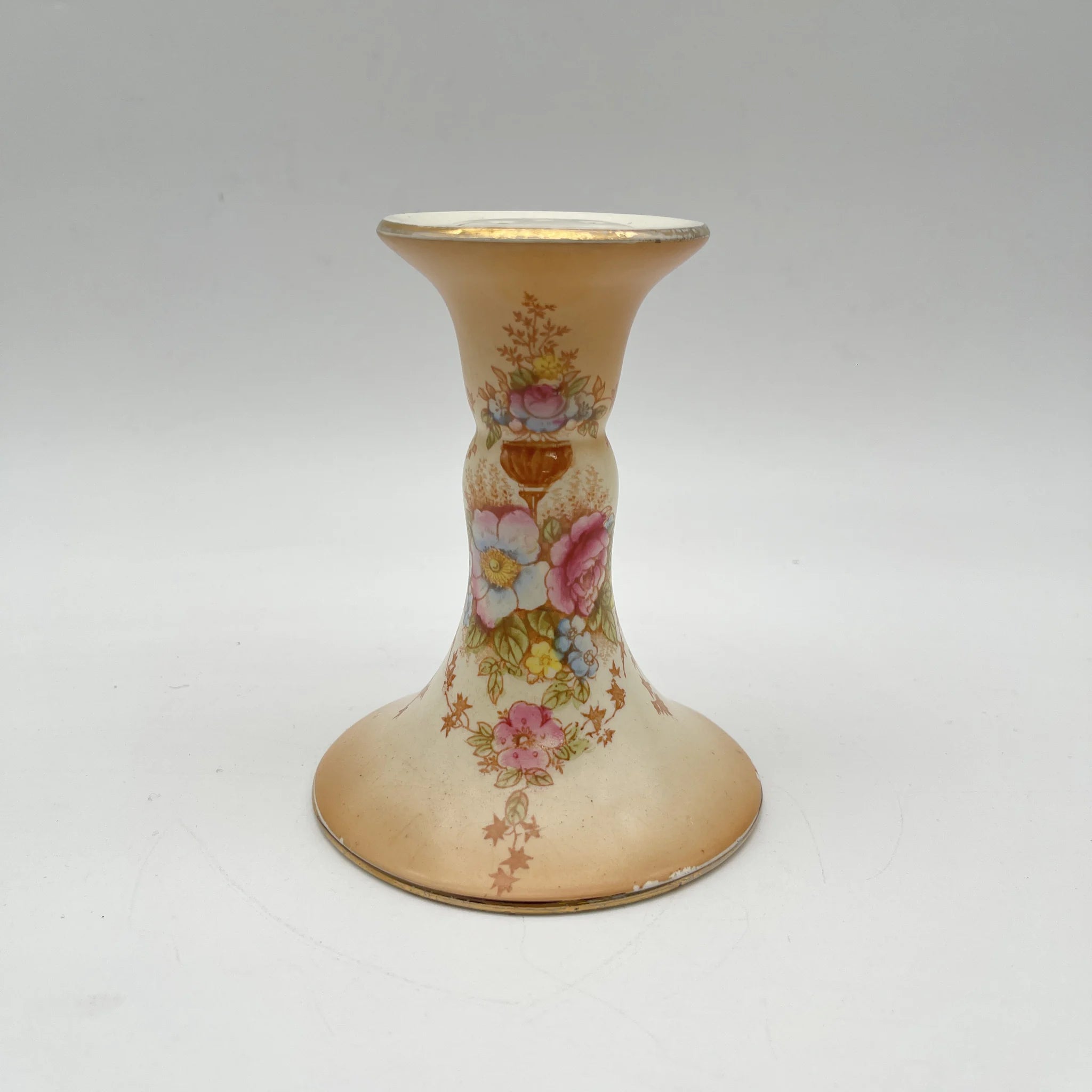 【古董】砂糖罐/ Crown Devon / Spring / 1910年代/陶器/英国/铜板转印,手工彩色金彩