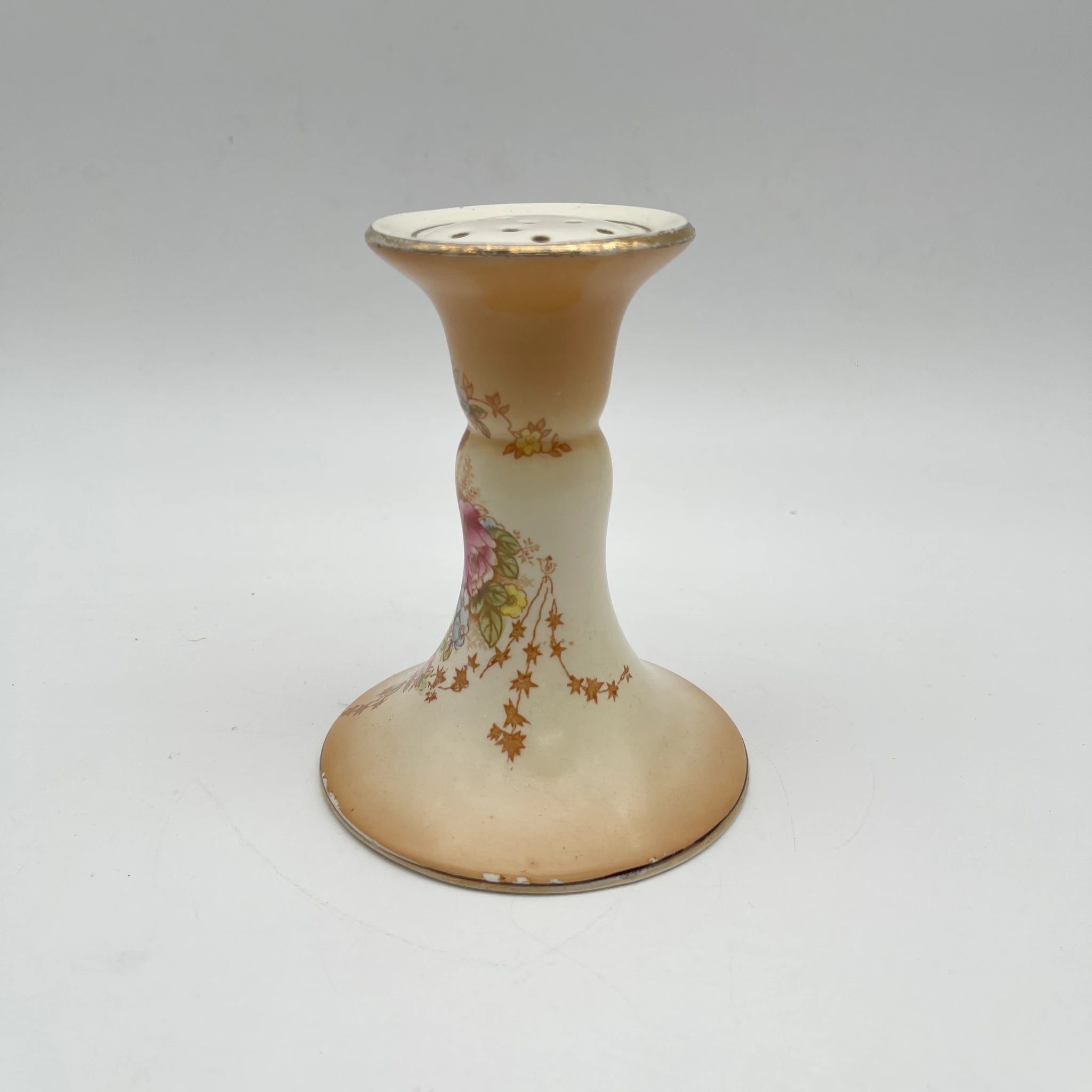 【古董】砂糖罐/ Crown Devon / Spring / 1910年代/陶器/英国/铜板转印,手工彩色金彩