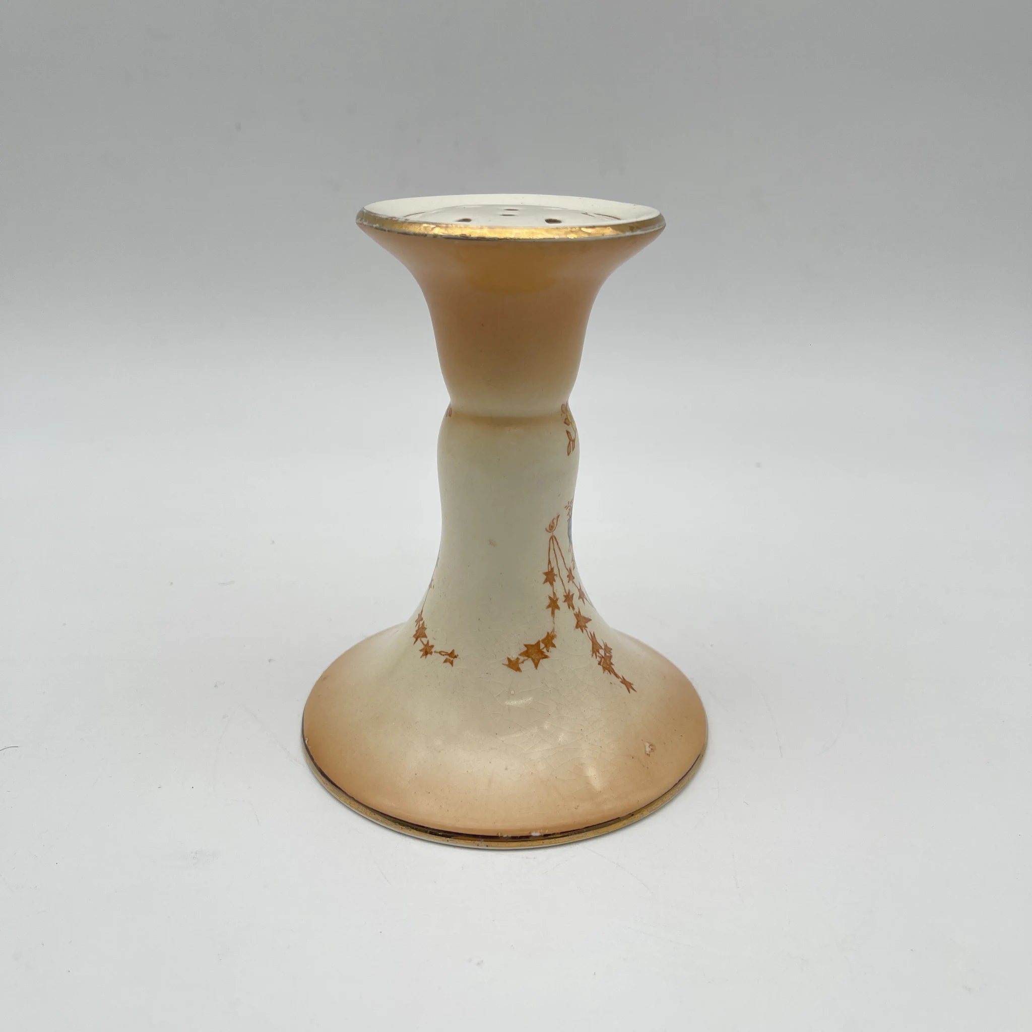 【古董】砂糖罐/ Crown Devon / Spring / 1910年代/陶器/英国/铜板转印,手工彩色金彩