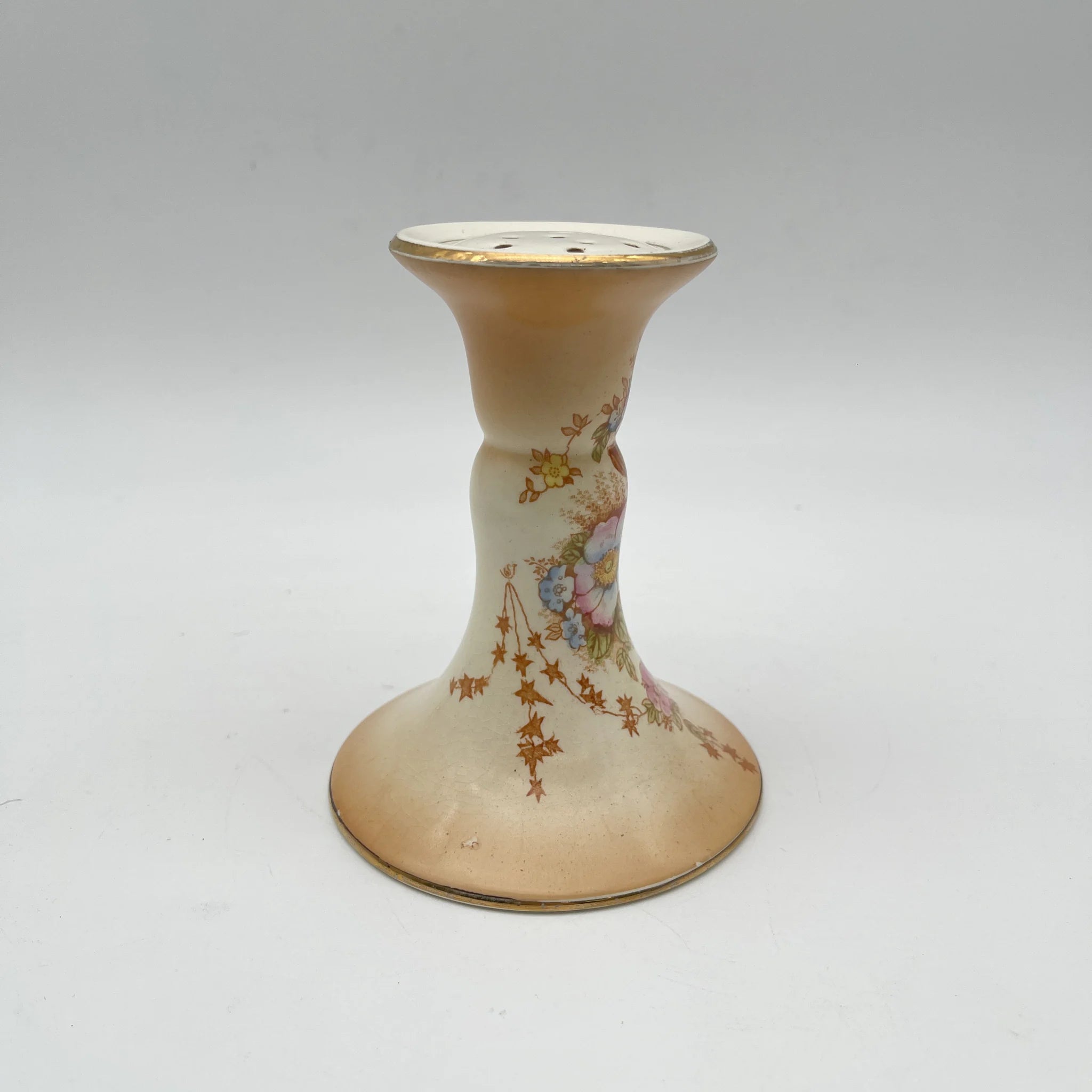 【古董】砂糖罐/ Crown Devon / Spring / 1910年代/陶器/英国/铜板转印,手工彩色金彩