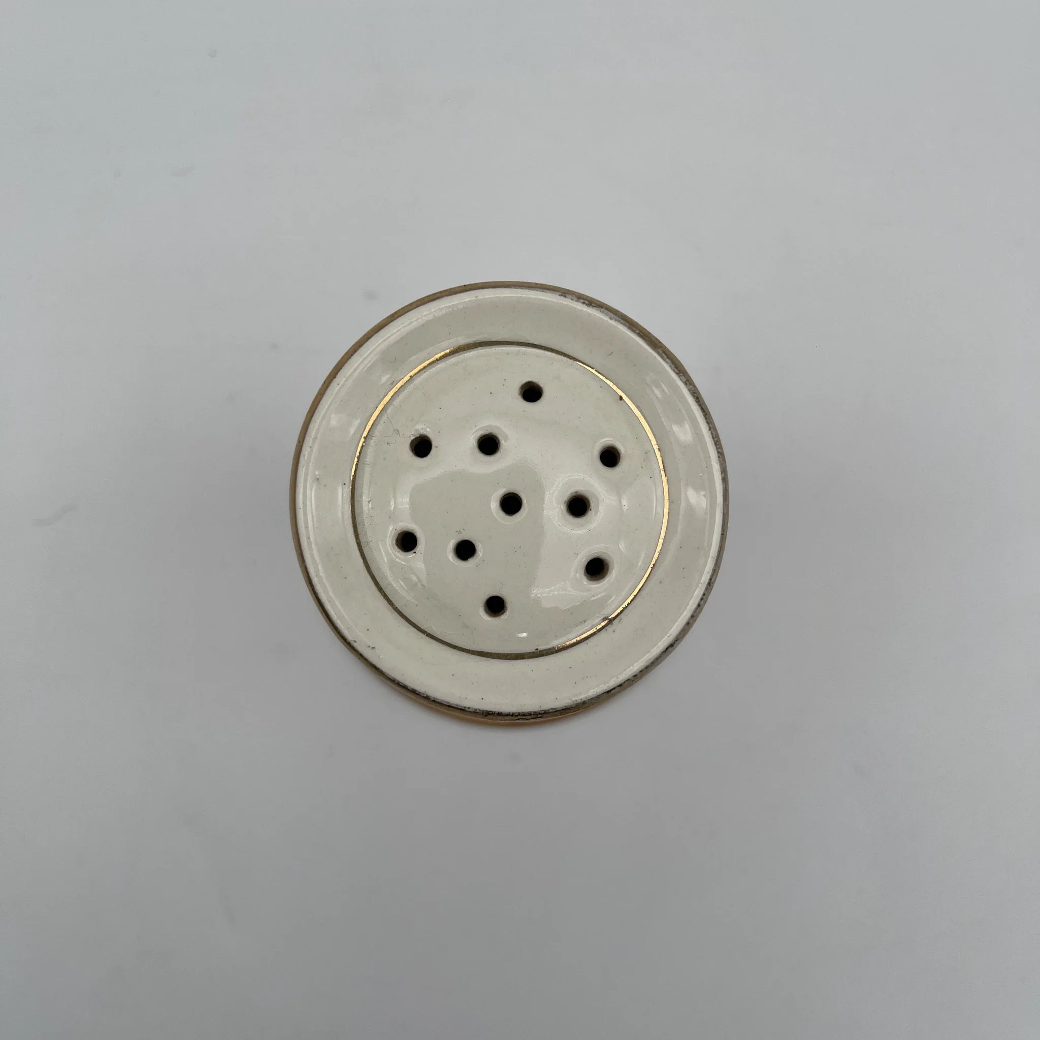 【古董】砂糖罐/ Crown Devon / Spring / 1910年代/陶器/英国/铜板转印,手工彩色金彩