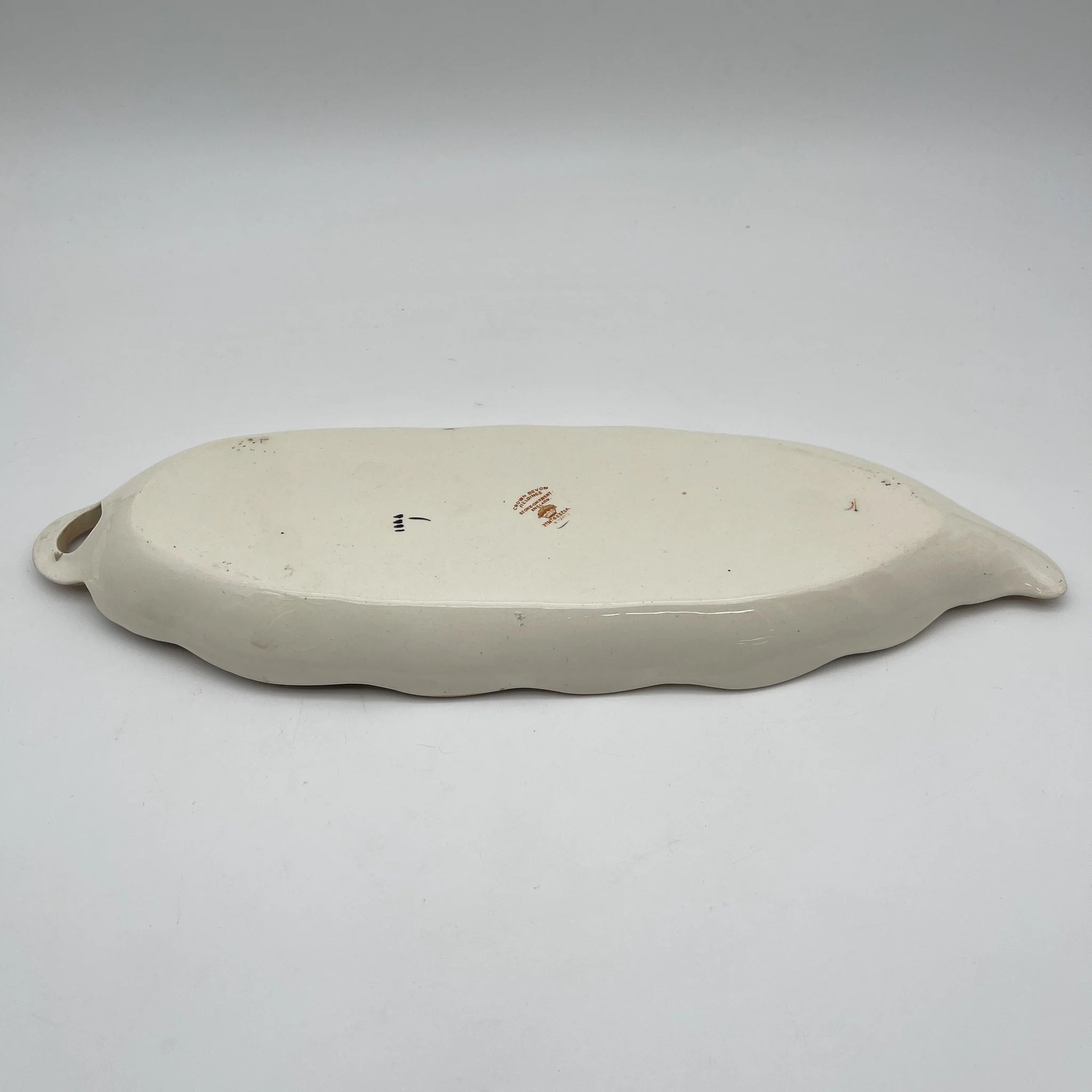 【アンティーク】 リーフ型サービングプレート (大皿) / Crown Devon (クラウンデボン) / Spring / 1910-1920年代 / 陶器 / イギリス / 銅板転写, 手彩色 金彩