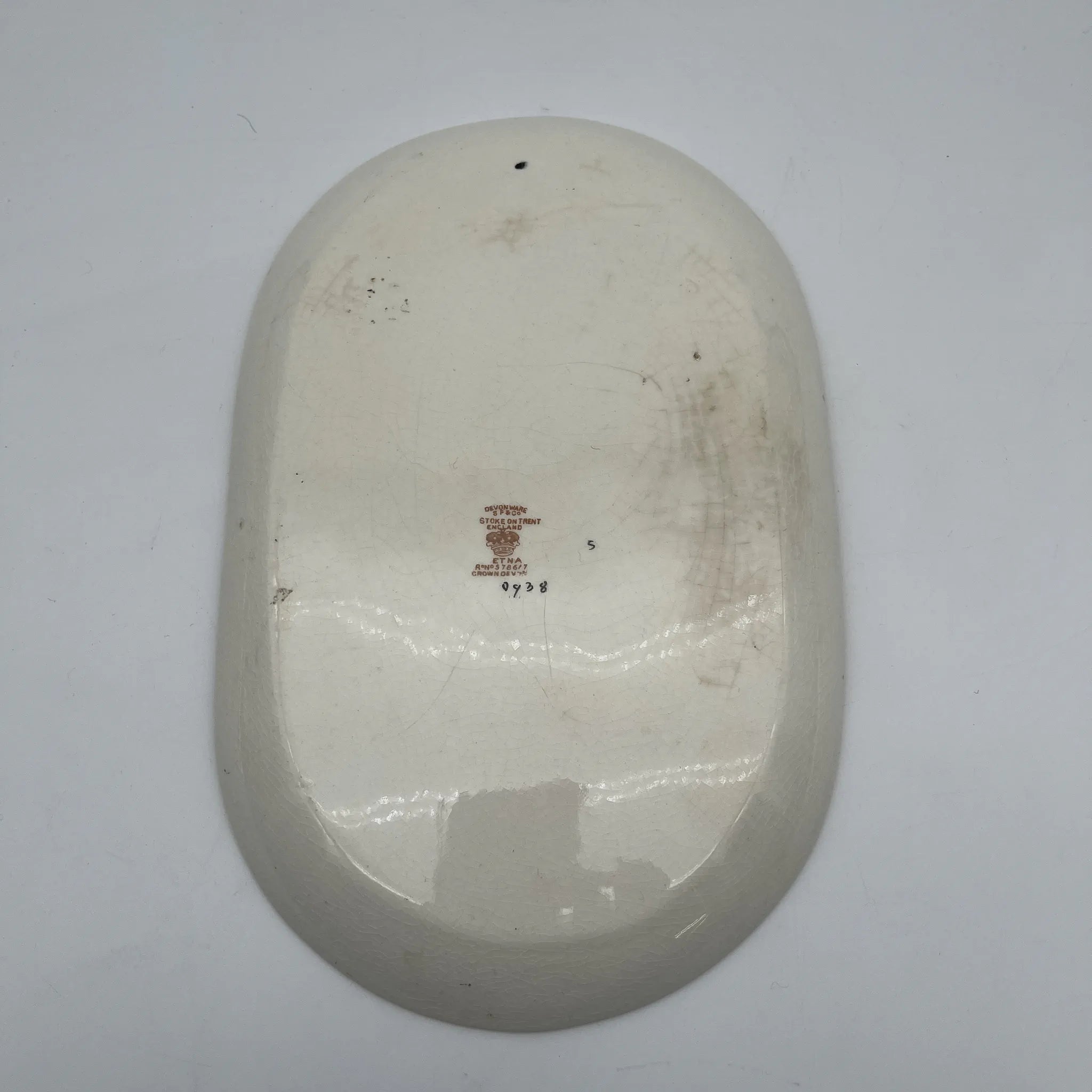 【古董】盘子/ Crown Devon / Etna / 1890-1910年代/陶器/英国/铜板转印,手工彩色金彩