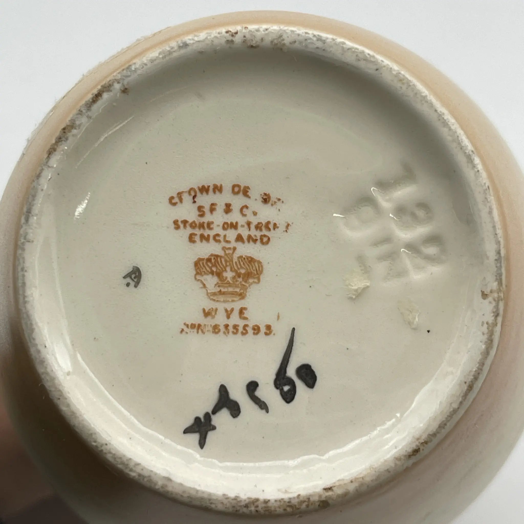 【アンティーク】 フラワーベース (花瓶) / Crown Devon (クラウンデボン) / Wye / 1910年代 / 陶器 / イギリス / 銅板転写, 手彩色 金彩