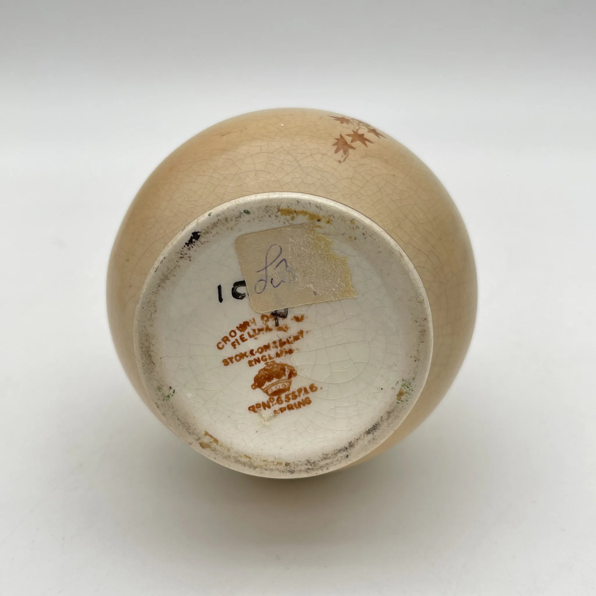 【アンティーク】 フラワーベース (花瓶) / Crown Devon (クラウンデボン) / Spring / 1910-1920年代 / 陶器 / イギリス / 銅板転写, 手彩色 金彩