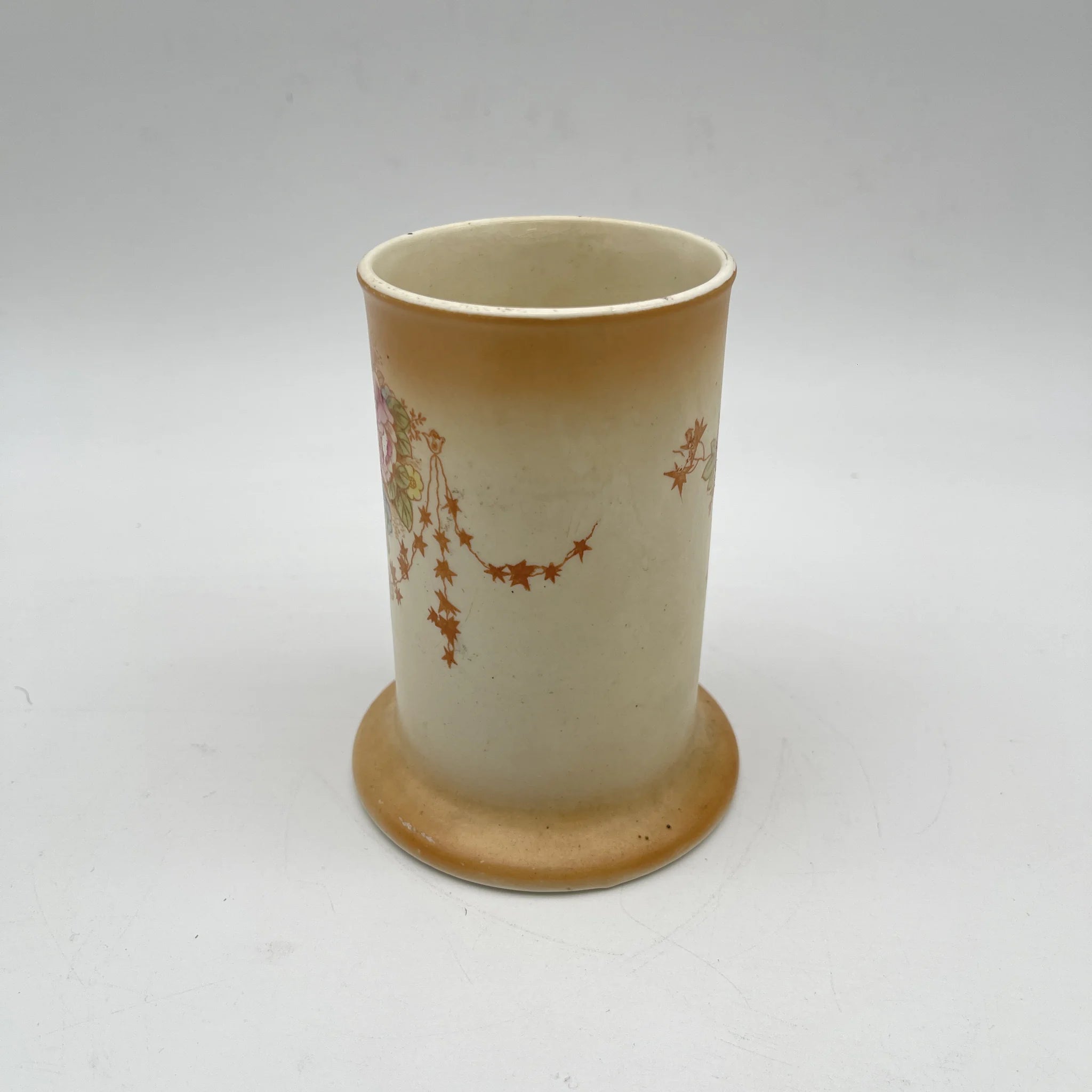 【アンティーク】 フラワーベース (花瓶) / Crown Devon (クラウンデボン) / 1910年代 / 陶器 / イギリス / 銅板転写, 手彩色