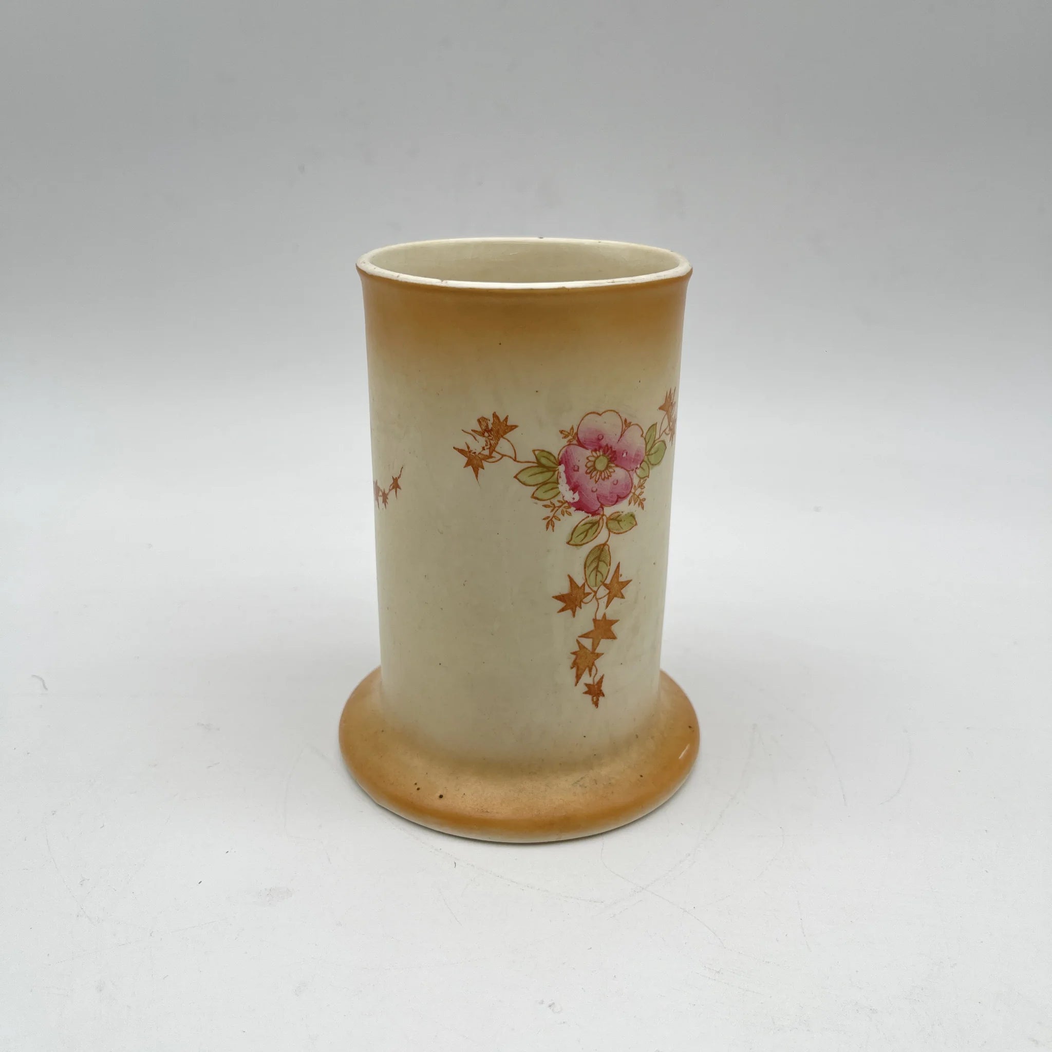 【アンティーク】 フラワーベース (花瓶) / Crown Devon (クラウンデボン) / 1910年代 / 陶器 / イギリス / 銅板転写, 手彩色