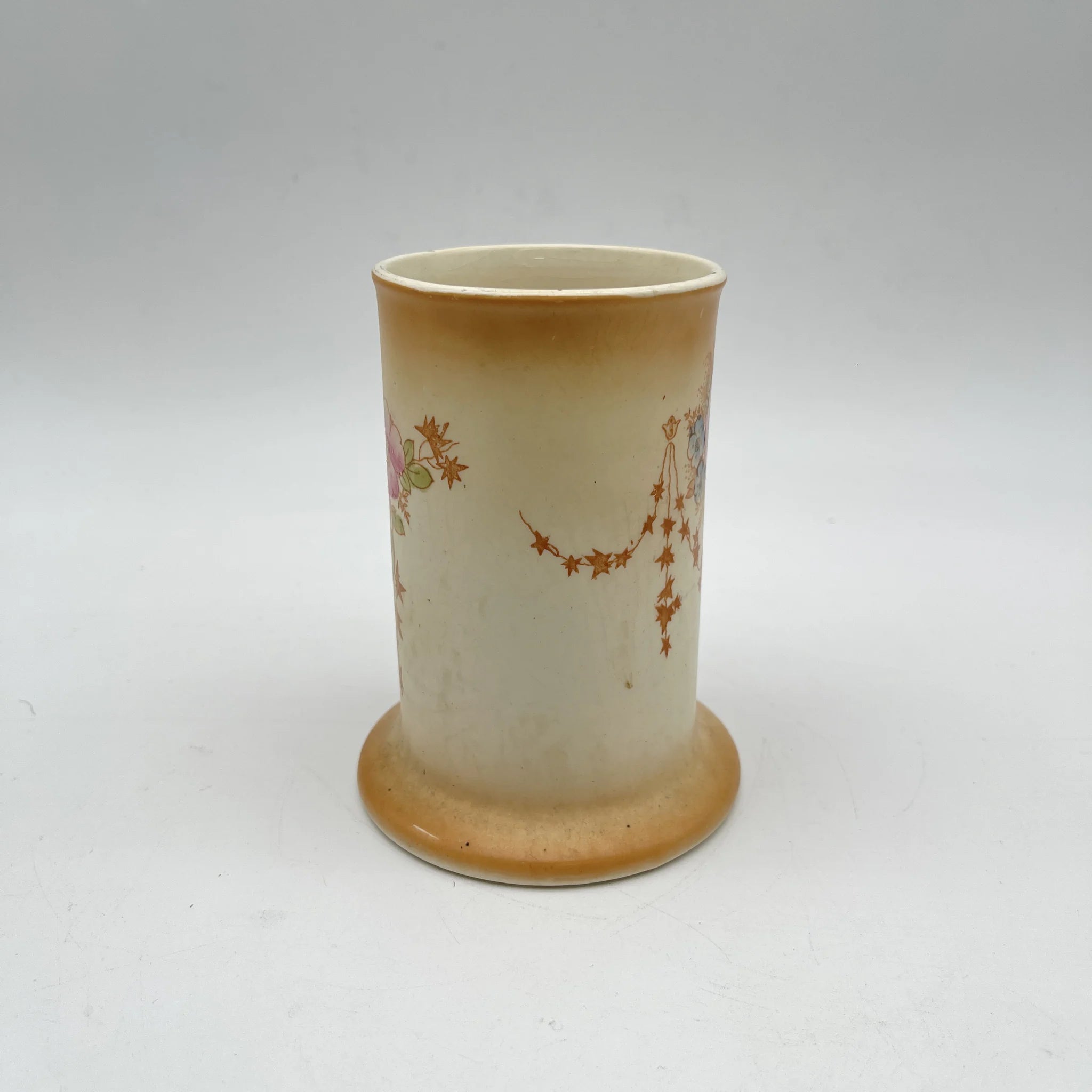 【アンティーク】 フラワーベース (花瓶) / Crown Devon (クラウンデボン) / 1910年代 / 陶器 / イギリス / 銅板転写, 手彩色