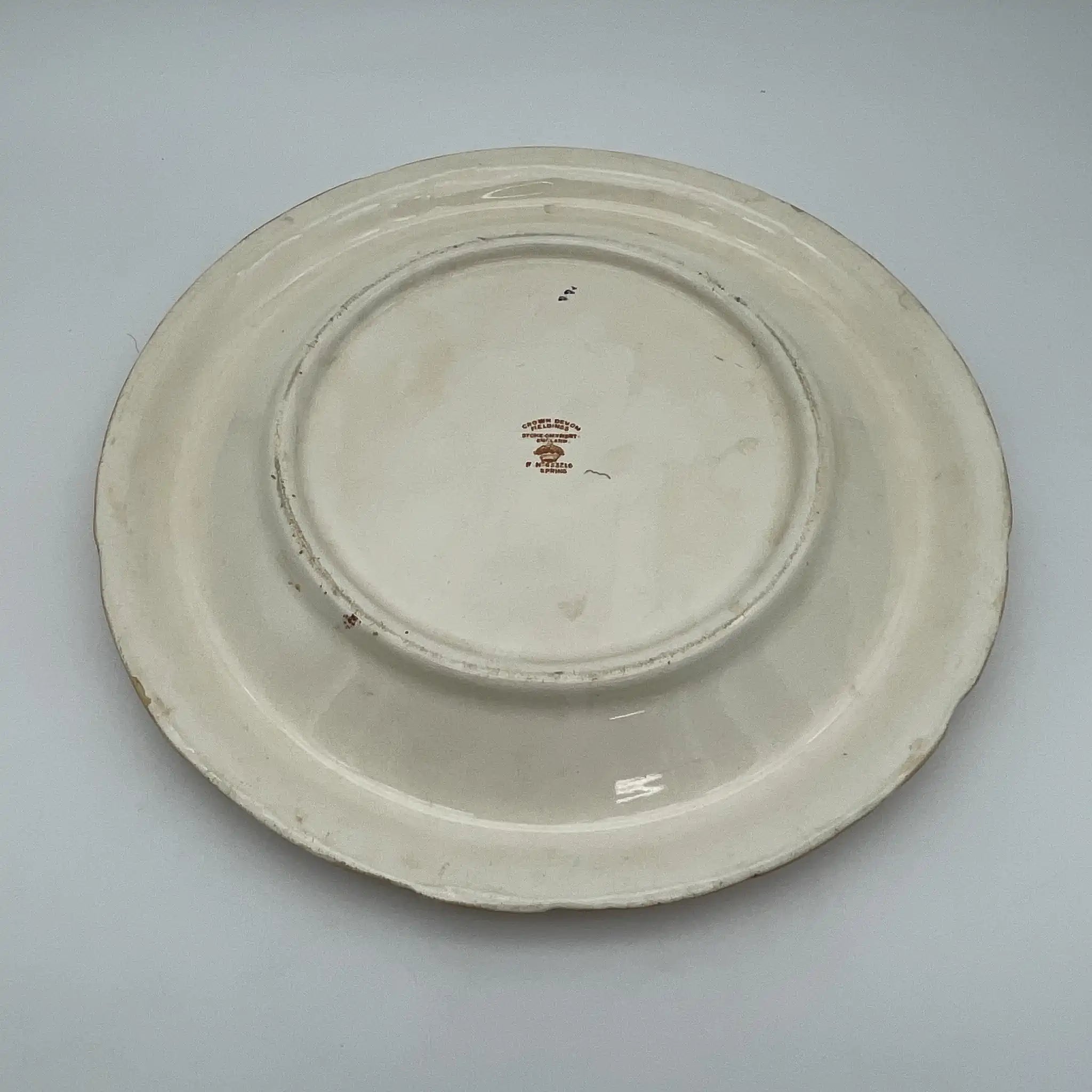 【アンティーク】 チーズスタンド (ケーキスタンド) / Crown Devon (クラウンデボン) / Spring / 1910-1920年代 / 陶器 / イギリス / 銅板転写, 手彩色 金彩