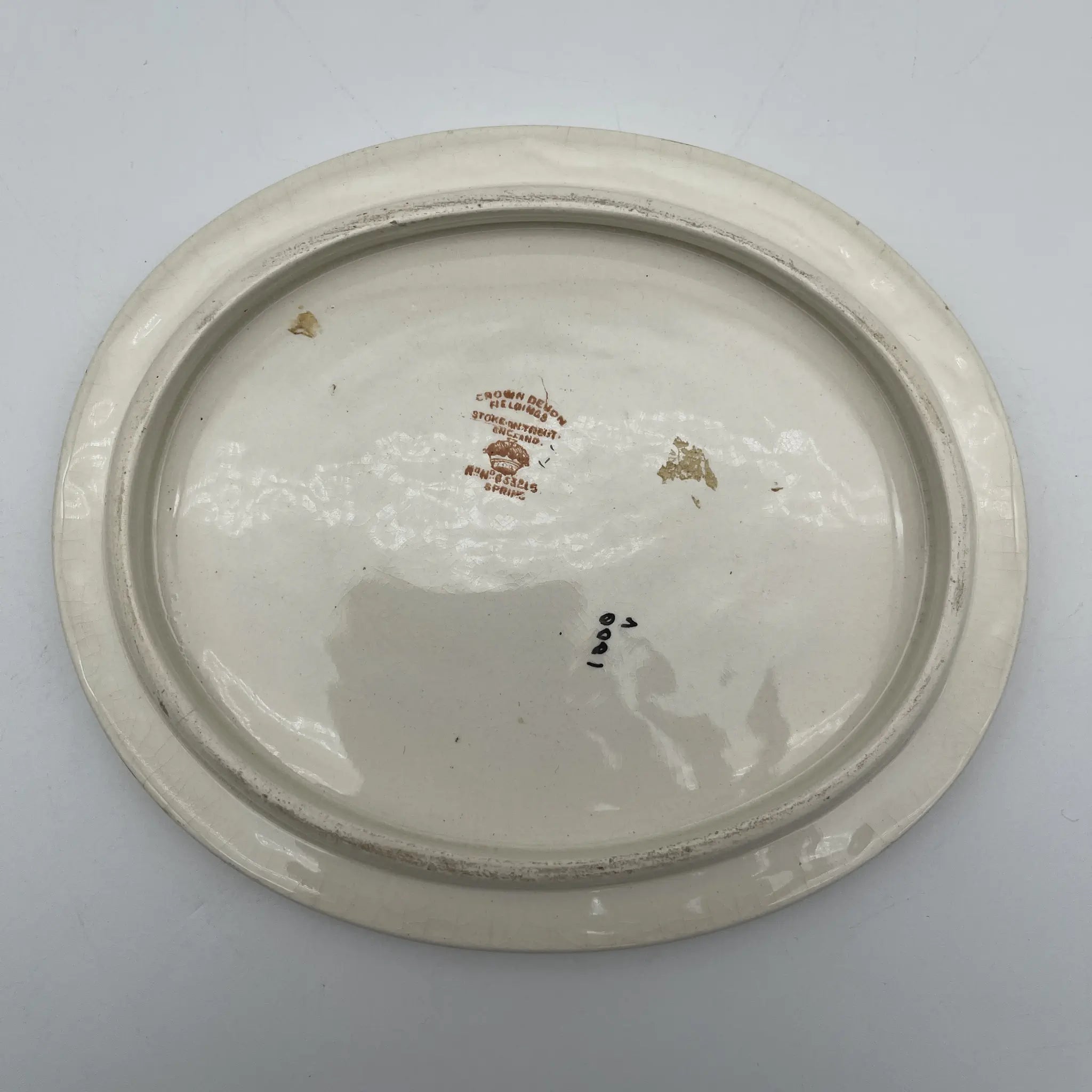 【アンティーク】 ポットスタンド (鍋敷き) / Crown Devon (クラウンデボン) / Spring / 1910-1920年代 / 陶器 / イギリス / 銅板転写, 手彩色 金彩