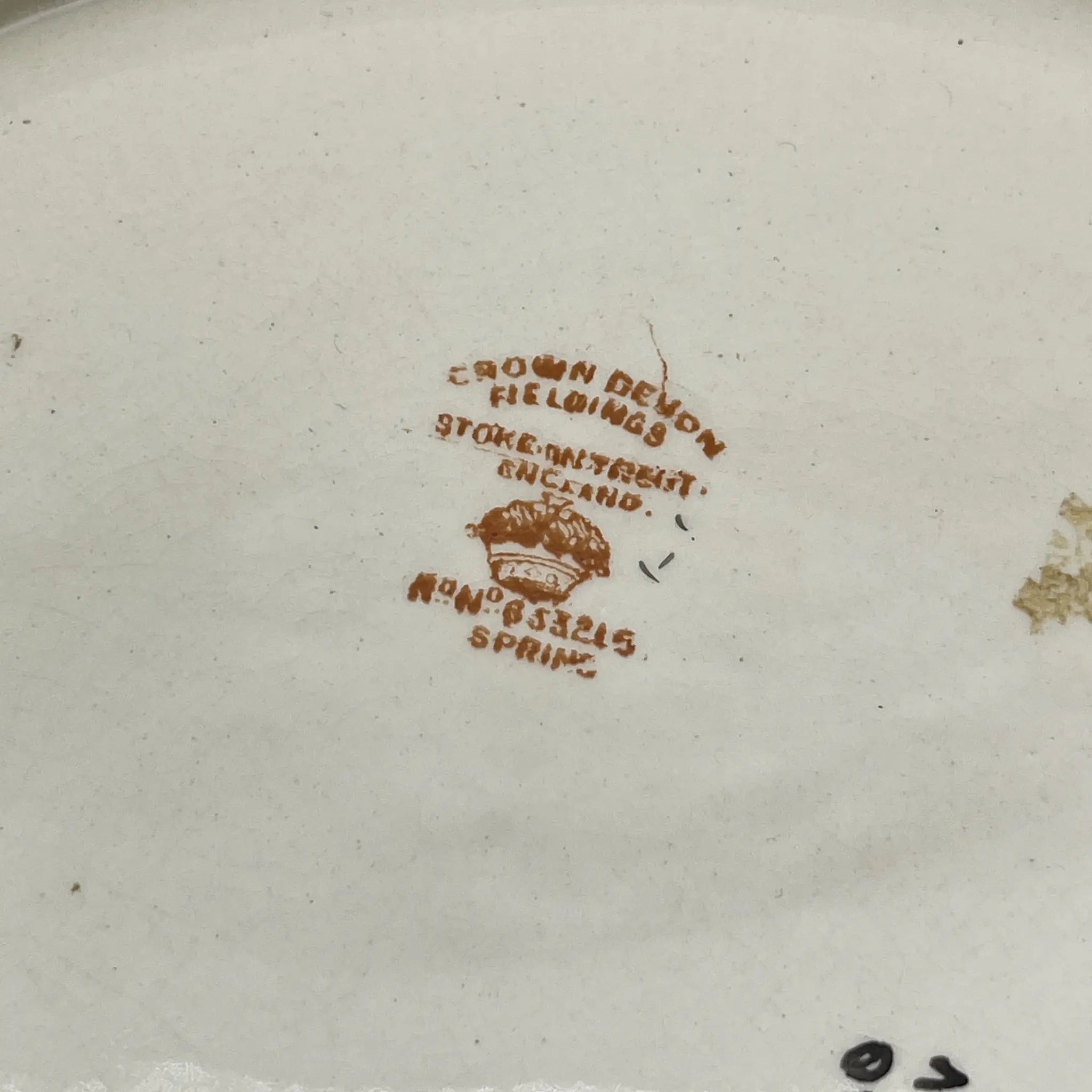 【アンティーク】 ポットスタンド (鍋敷き) / Crown Devon (クラウンデボン) / Spring / 1910-1920年代 / 陶器 / イギリス / 銅板転写, 手彩色 金彩