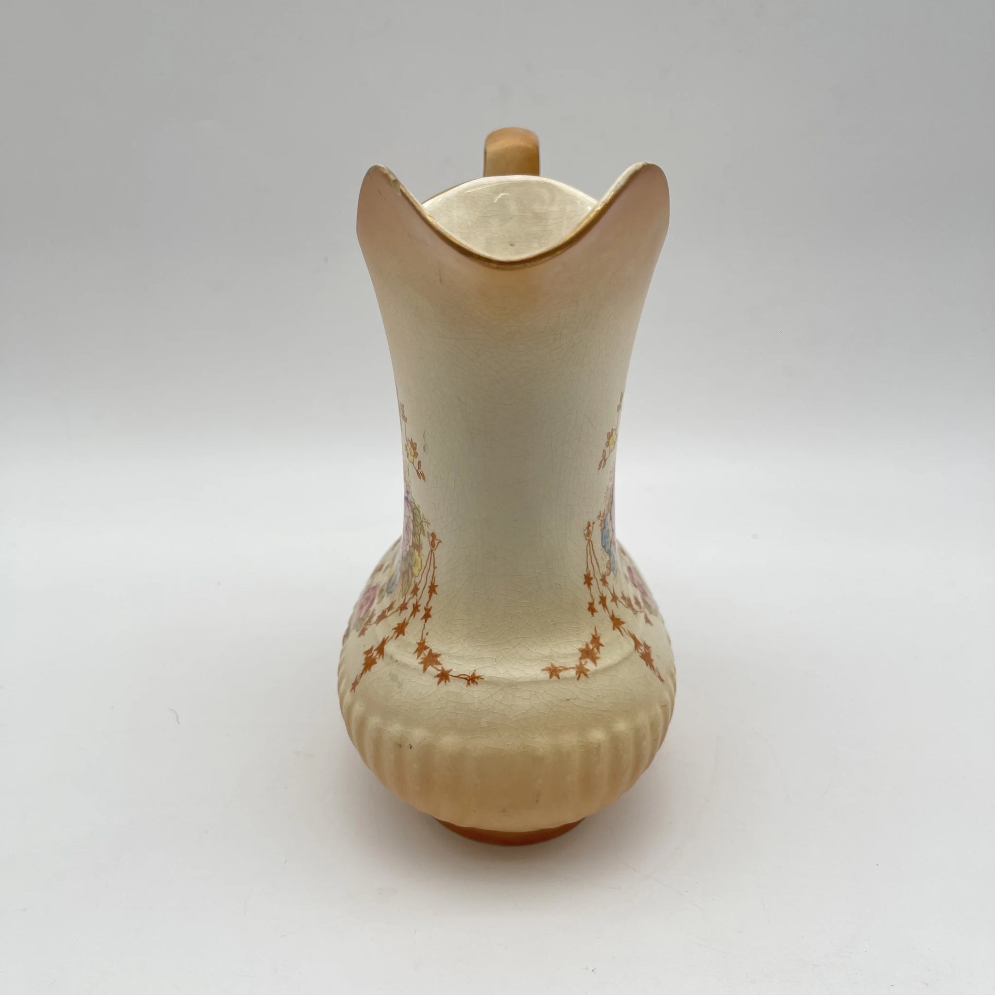 【アンティーク】 ジャグ (水差し) / Crown Devon (クラウンデボン) / Spring / 1910-1920年代 / 陶器 / イギリス / 銅板転写, 手彩色 金彩