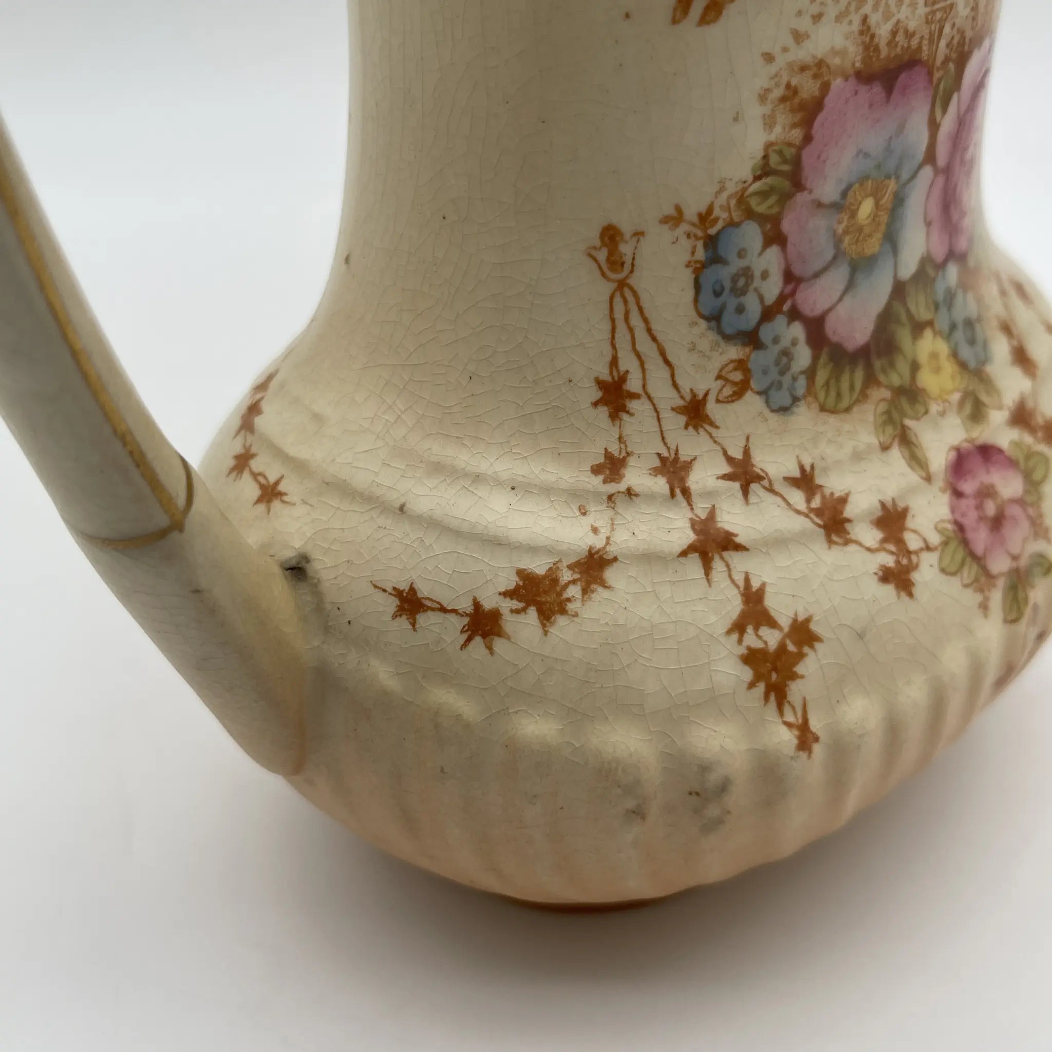 【アンティーク】 ジャグ (水差し) / Crown Devon (クラウンデボン) / Spring / 1910-1920年代 / 陶器 / イギリス / 銅板転写, 手彩色 金彩