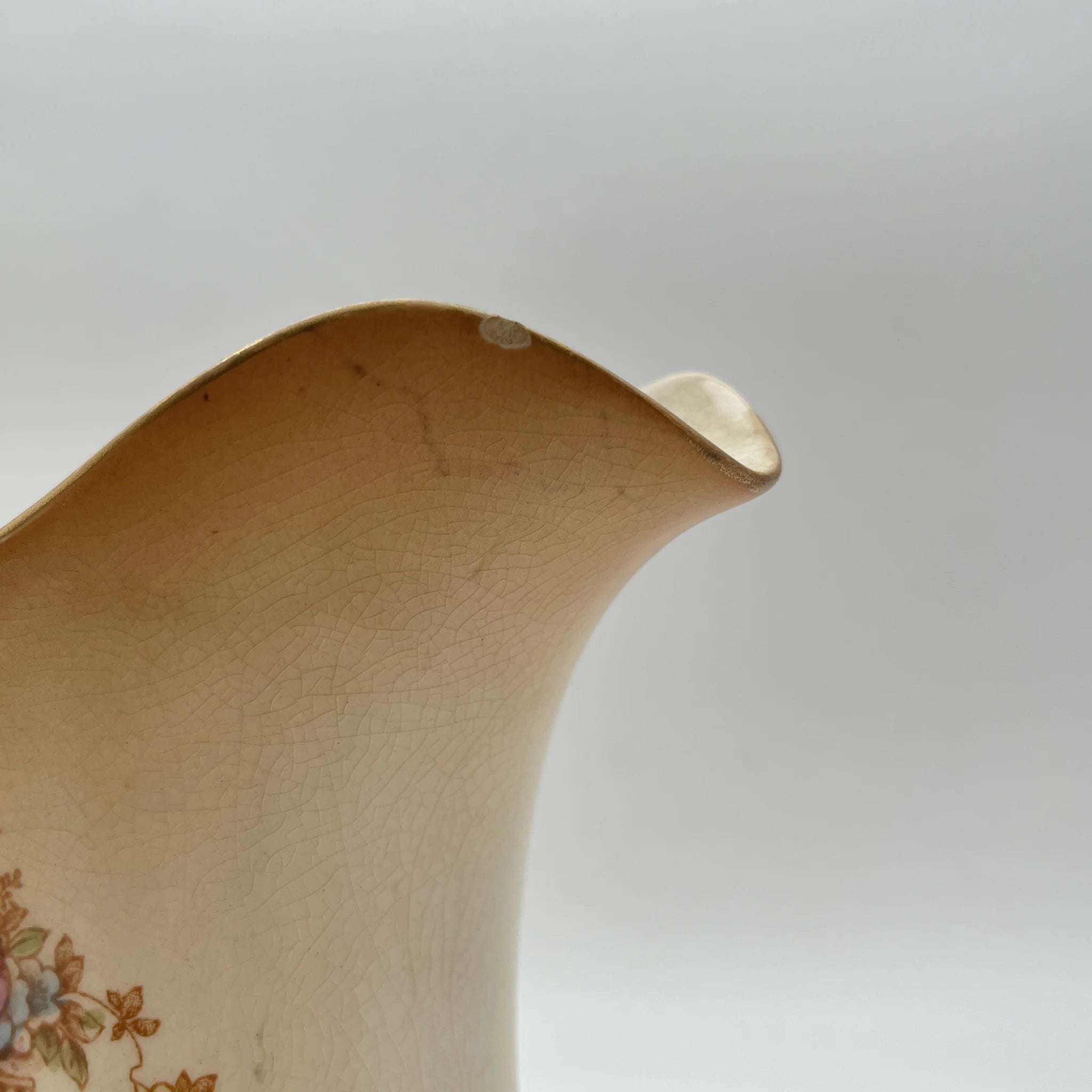 【アンティーク】 ジャグ (水差し) / Crown Devon (クラウンデボン) / Spring / 1910-1920年代 / 陶器 / イギリス / 銅板転写, 手彩色 金彩