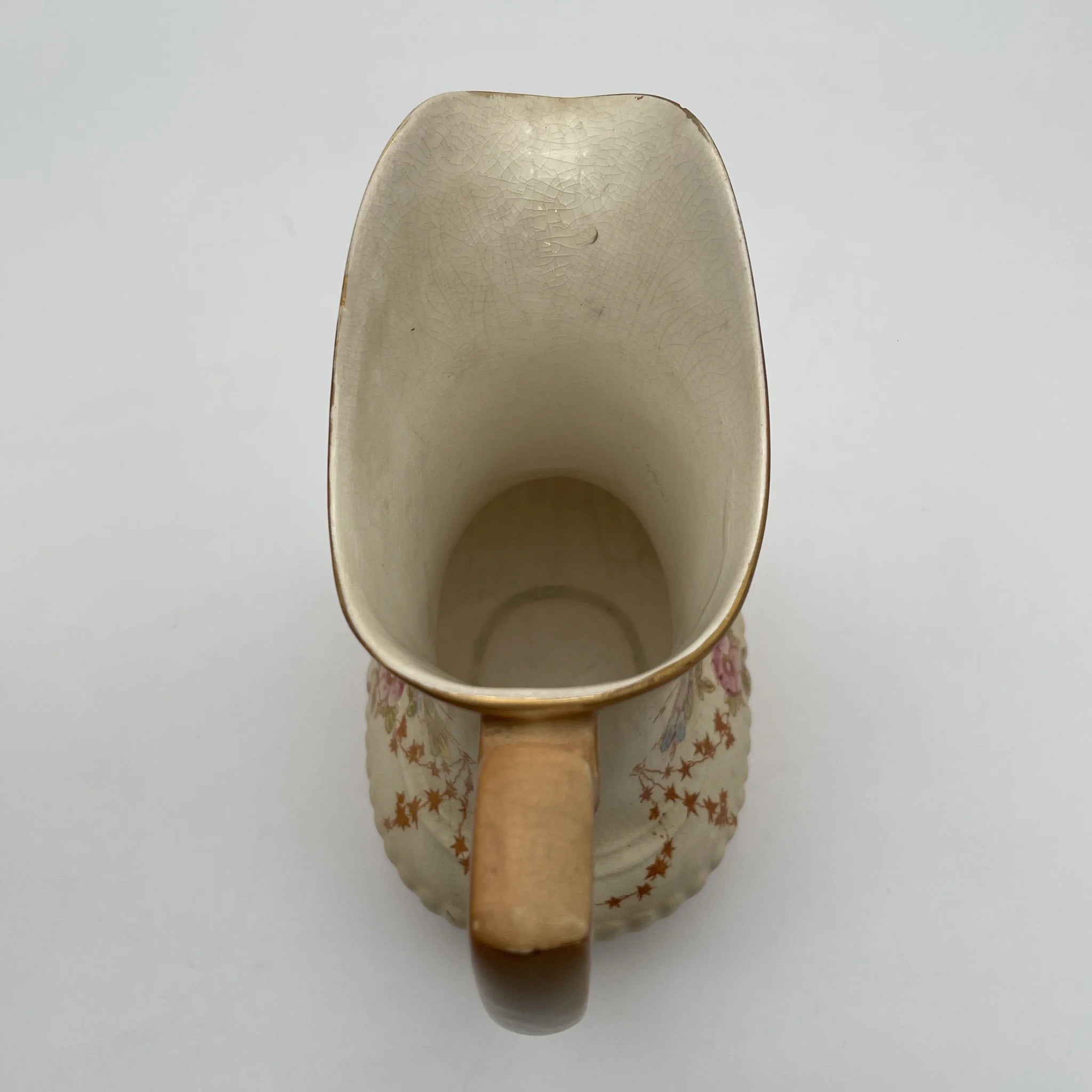 【アンティーク】 ジャグ (水差し) / Crown Devon (クラウンデボン) / Spring / 1910-1920年代 / 陶器 / イギリス / 銅板転写, 手彩色 金彩