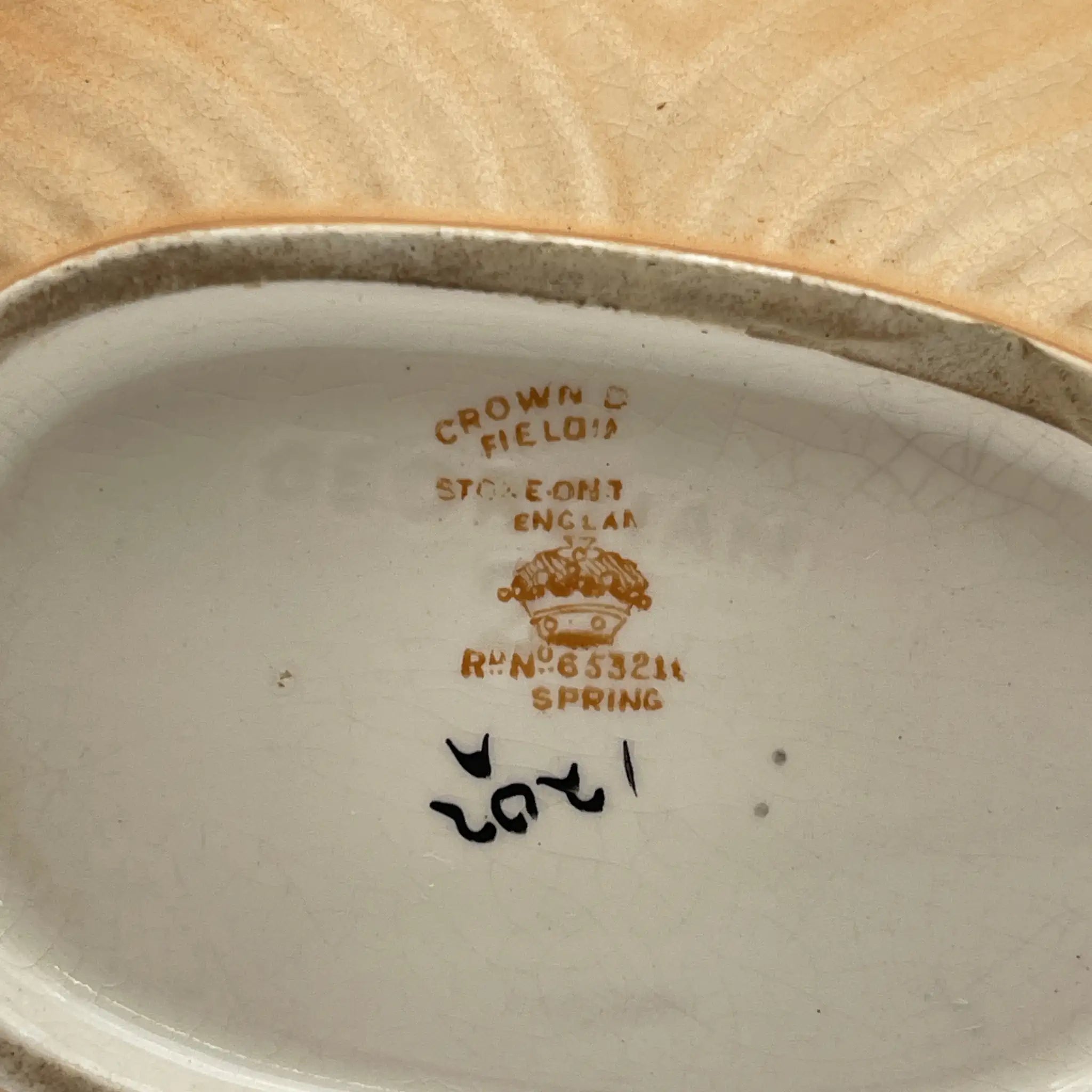 【アンティーク】 ジャグ (水差し) / Crown Devon (クラウンデボン) / Spring / 1910-1920年代 / 陶器 / イギリス / 銅板転写, 手彩色 金彩