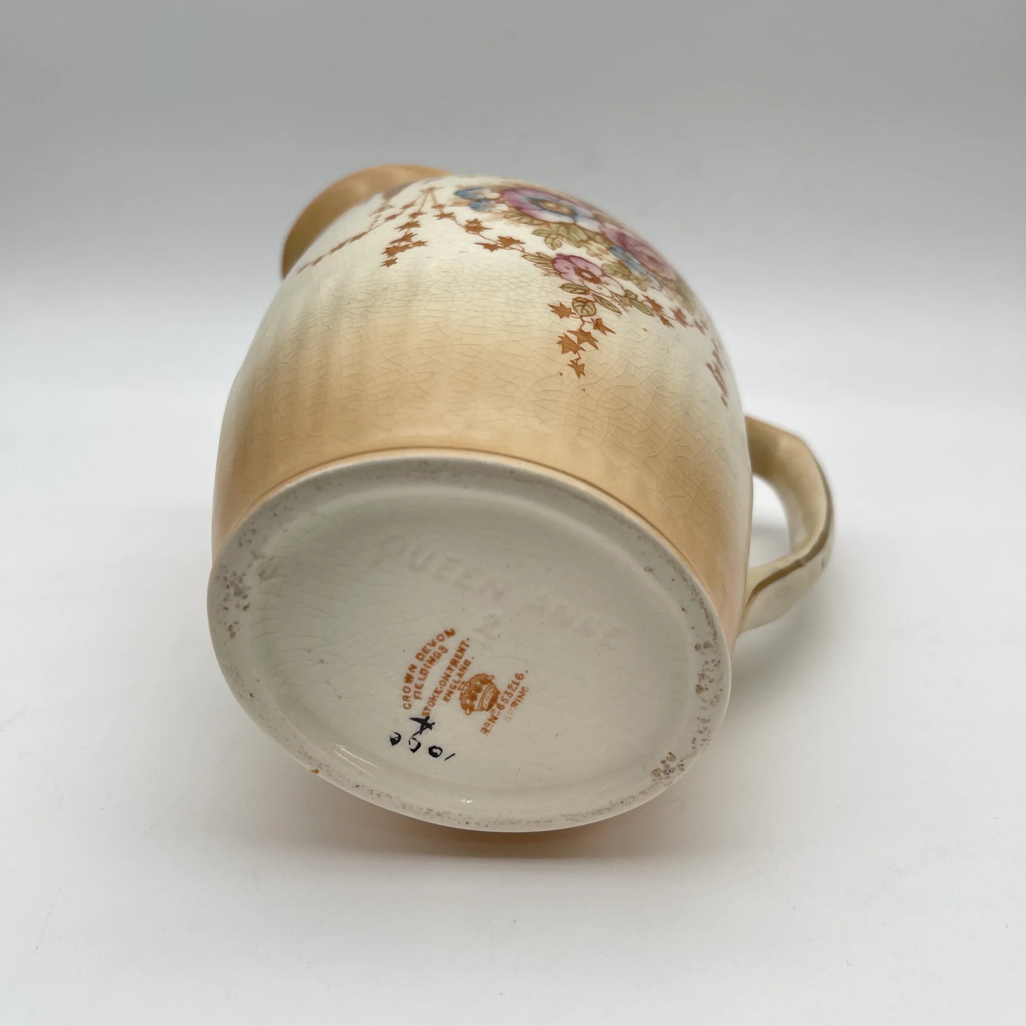 【古董】水壶/ Crown Devon / Spring / 1910-1920年代/陶器/英国/铜板转印,手工彩色金彩