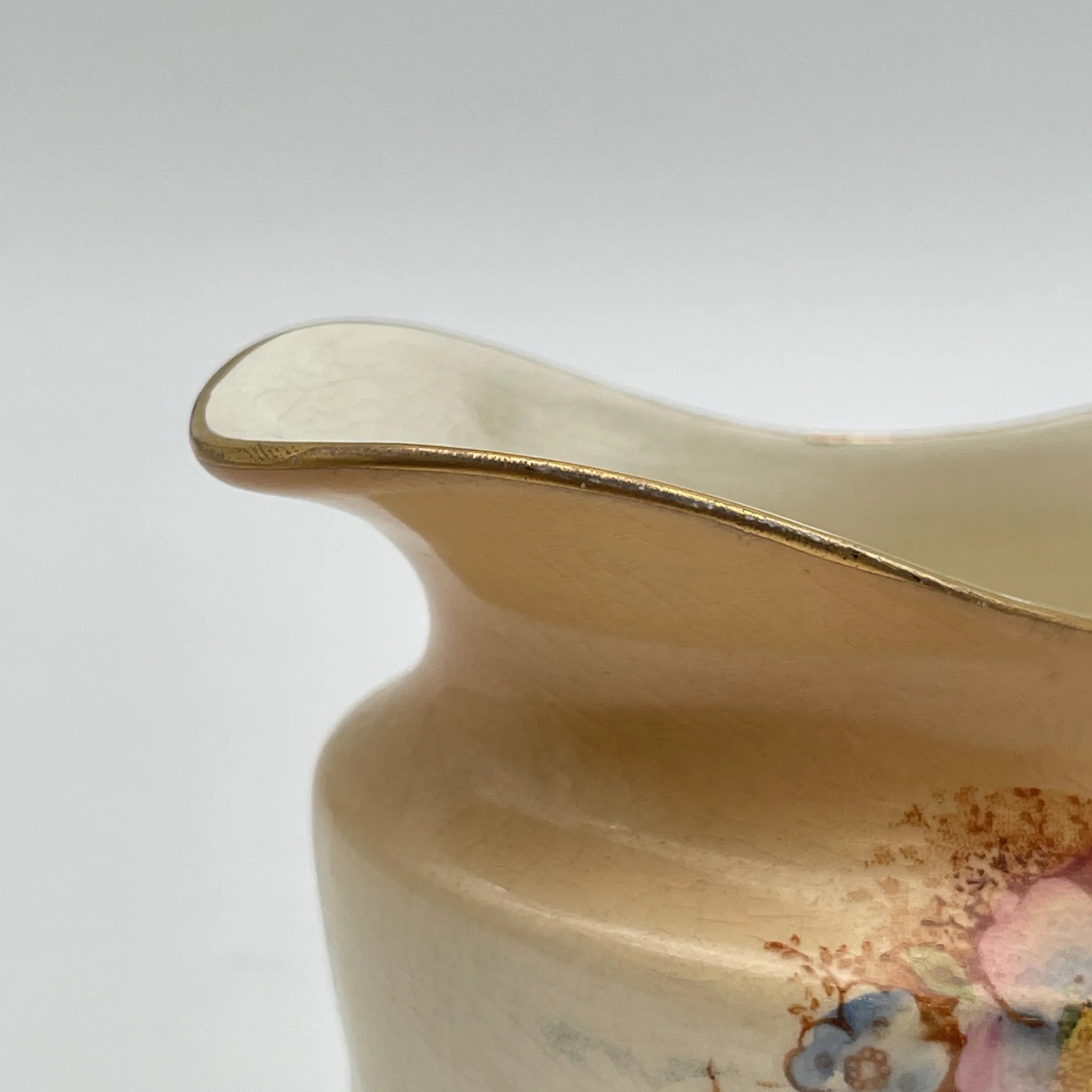 【アンティーク】 クリーマー (ミルクピッチャー) / Crown Devon (クラウンデボン) / Spring / 1910-1920年代 / 陶器 / イギリス / 銅板転写, 手彩色 金彩