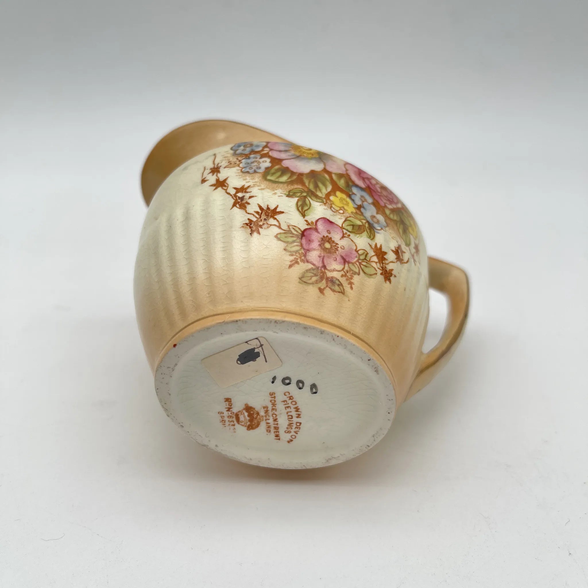 【アンティーク】 クリーマー (ミルクピッチャー) / Crown Devon (クラウンデボン) / Spring / 1910-1920年代 / 陶器 / イギリス / 銅板転写, 手彩色 金彩