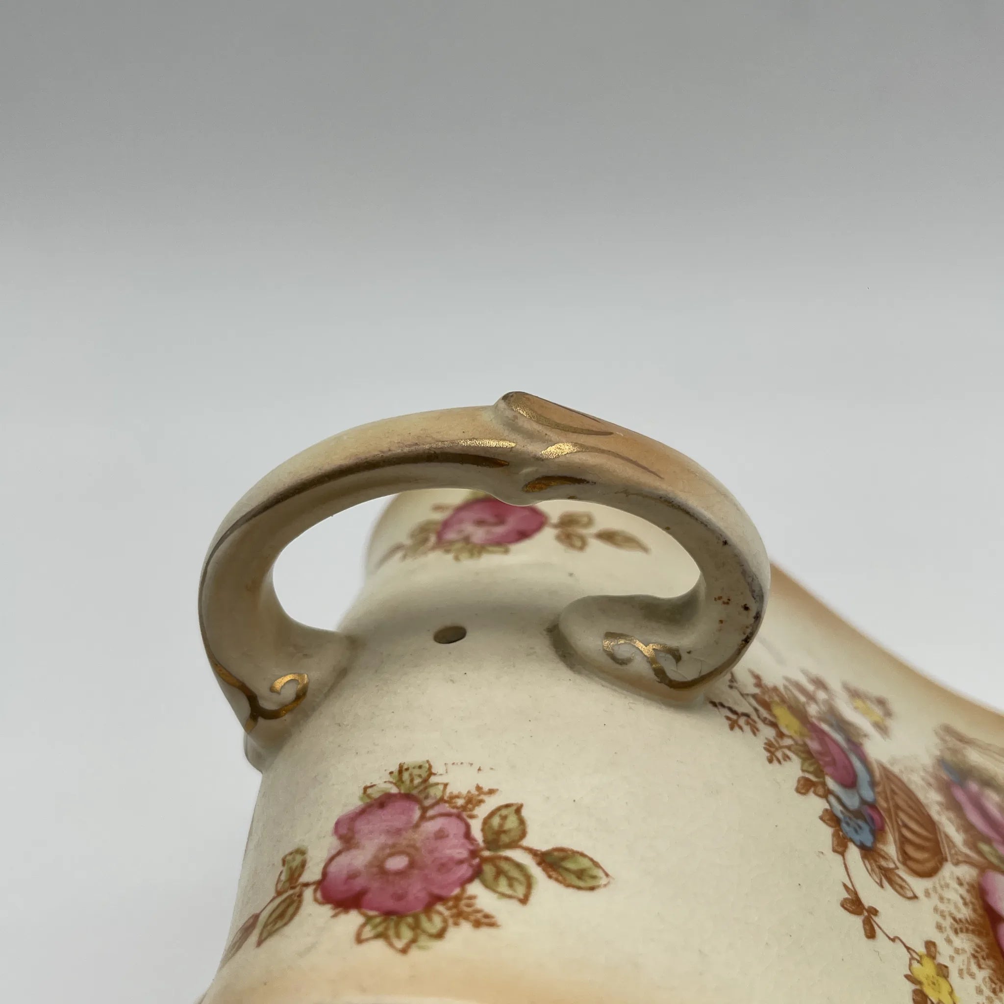 【アンティーク】 チーズ・バターディッシュ (チーズ・バターケース) / Crown Devon (クラウンデボン) / Spring / 1910-1920年代 / 陶器 / イギリス / 銅板転写, 手彩色 金彩