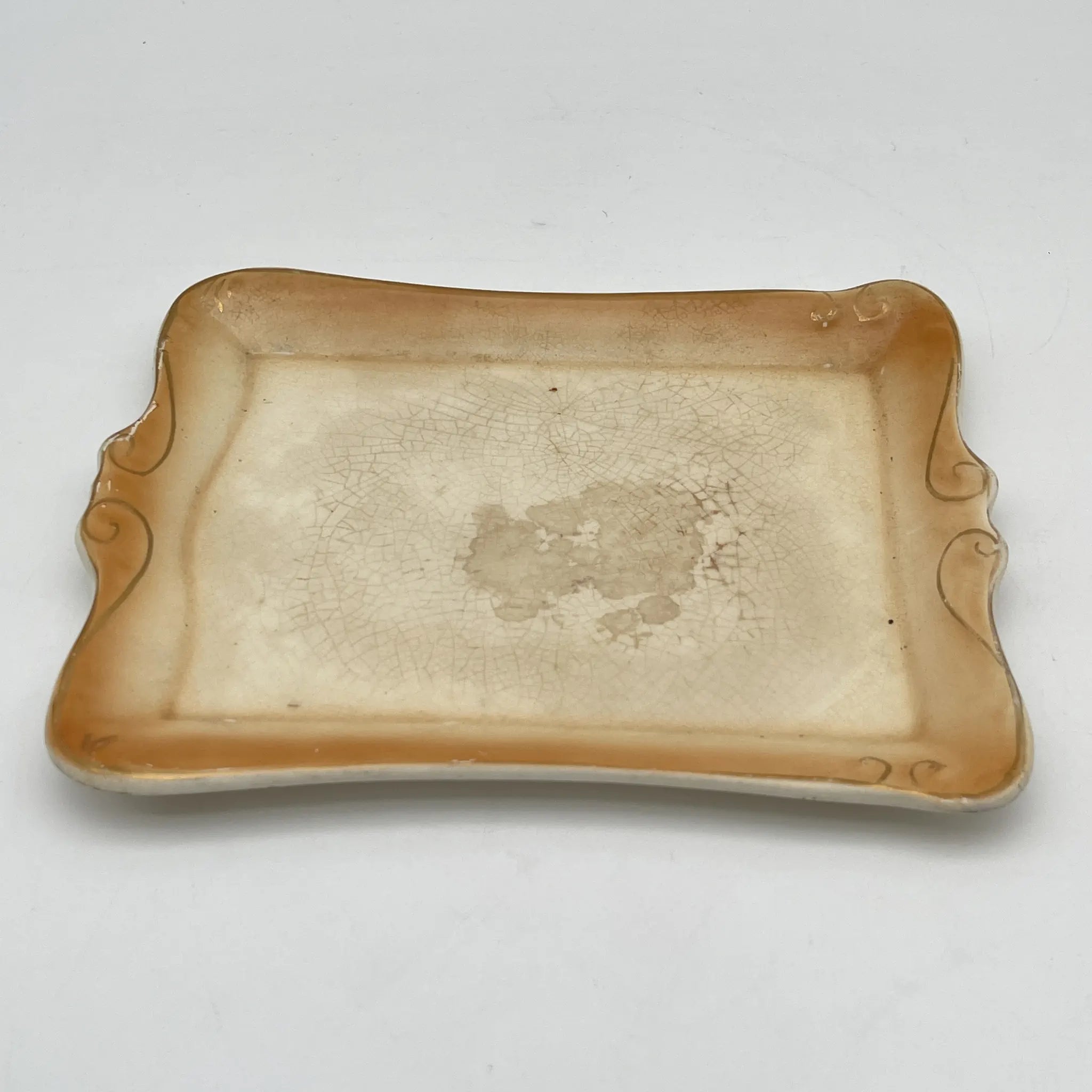 【アンティーク】 チーズ・バターディッシュ (チーズ・バターケース) / Crown Devon (クラウンデボン) / Spring / 1910-1920年代 / 陶器 / イギリス / 銅板転写, 手彩色 金彩