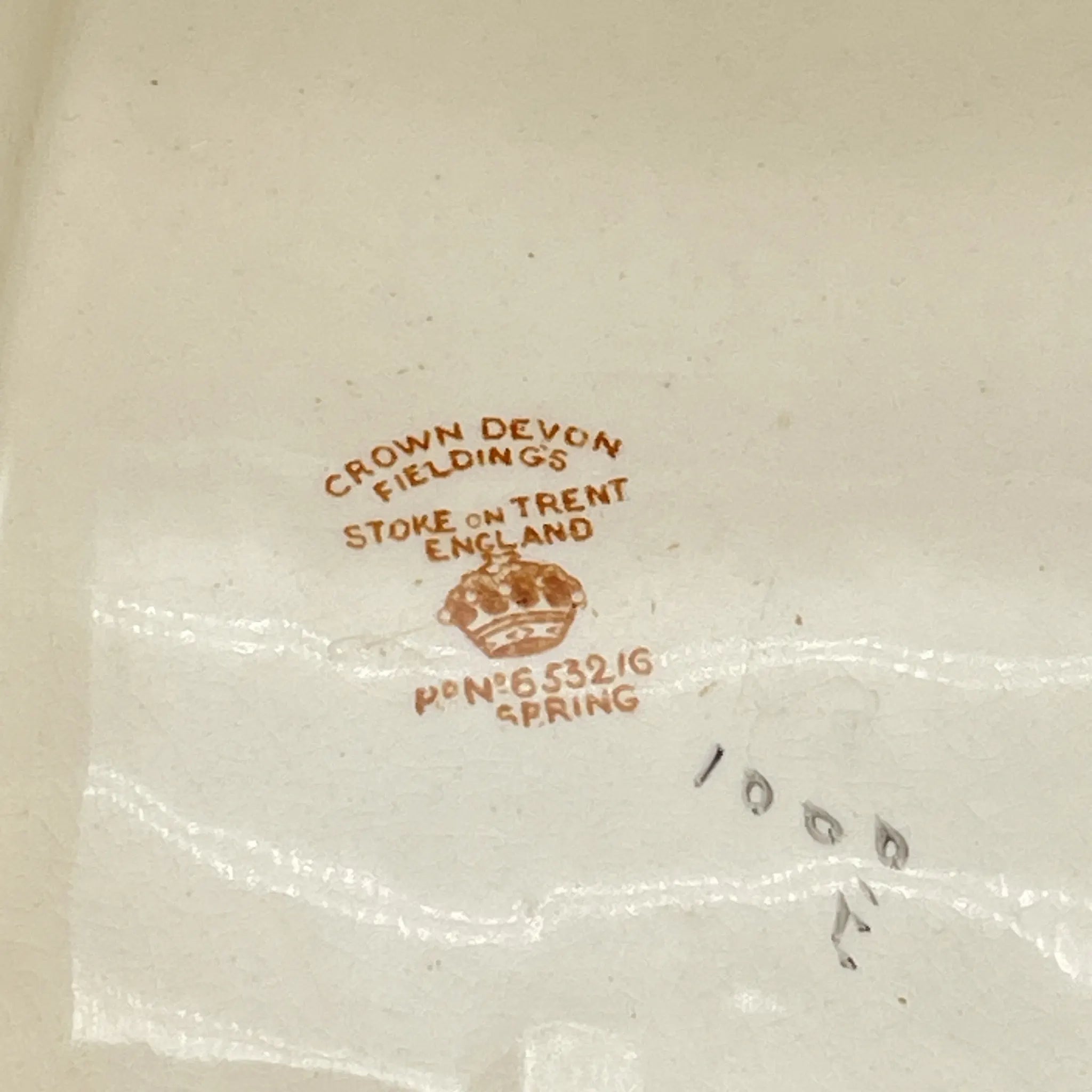 【アンティーク】 チーズ・バターディッシュ (チーズ・バターケース) / Crown Devon (クラウンデボン) / Spring / 1910-1920年代 / 陶器 / イギリス / 銅板転写, 手彩色 金彩