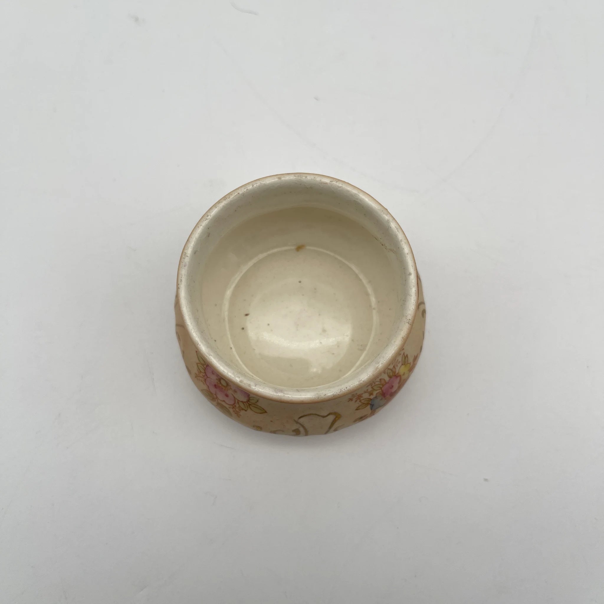 【アンティーク】 ポプリポット (小物入れ) / Crown Devon (クラウンデボン) / 1910-1920年代 (推定) / 陶器 / イギリス / 銅板転写, 手彩色 金彩