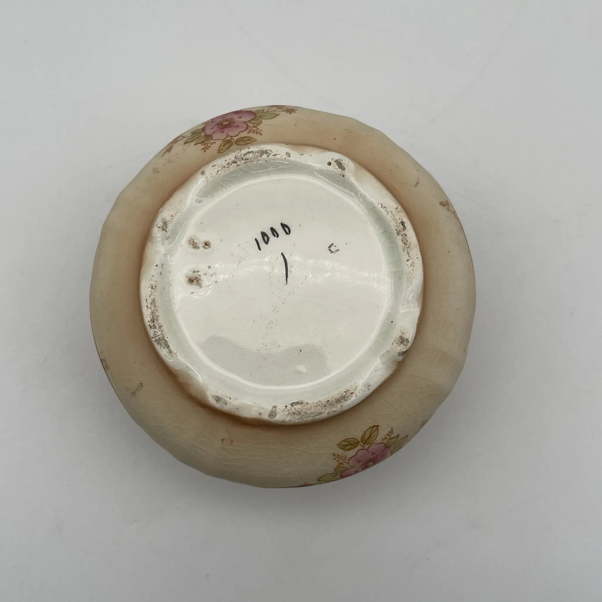 【古董】小罐/ Crown Devon / 1910-1920年代(推测)/陶器/英国/铜板转印,手工金彩