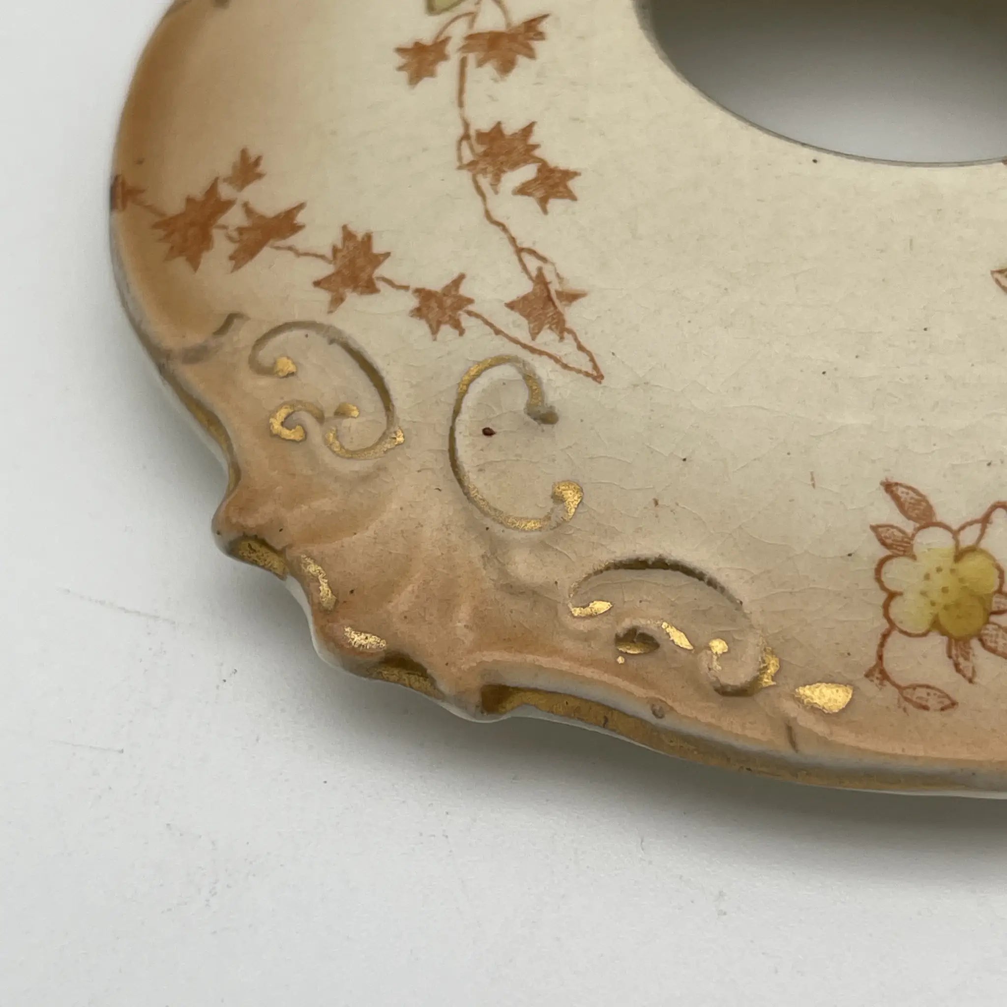 【古董】小罐/ Crown Devon / 1910-1920年代(推测)/陶器/英国/铜板转印,手工金彩