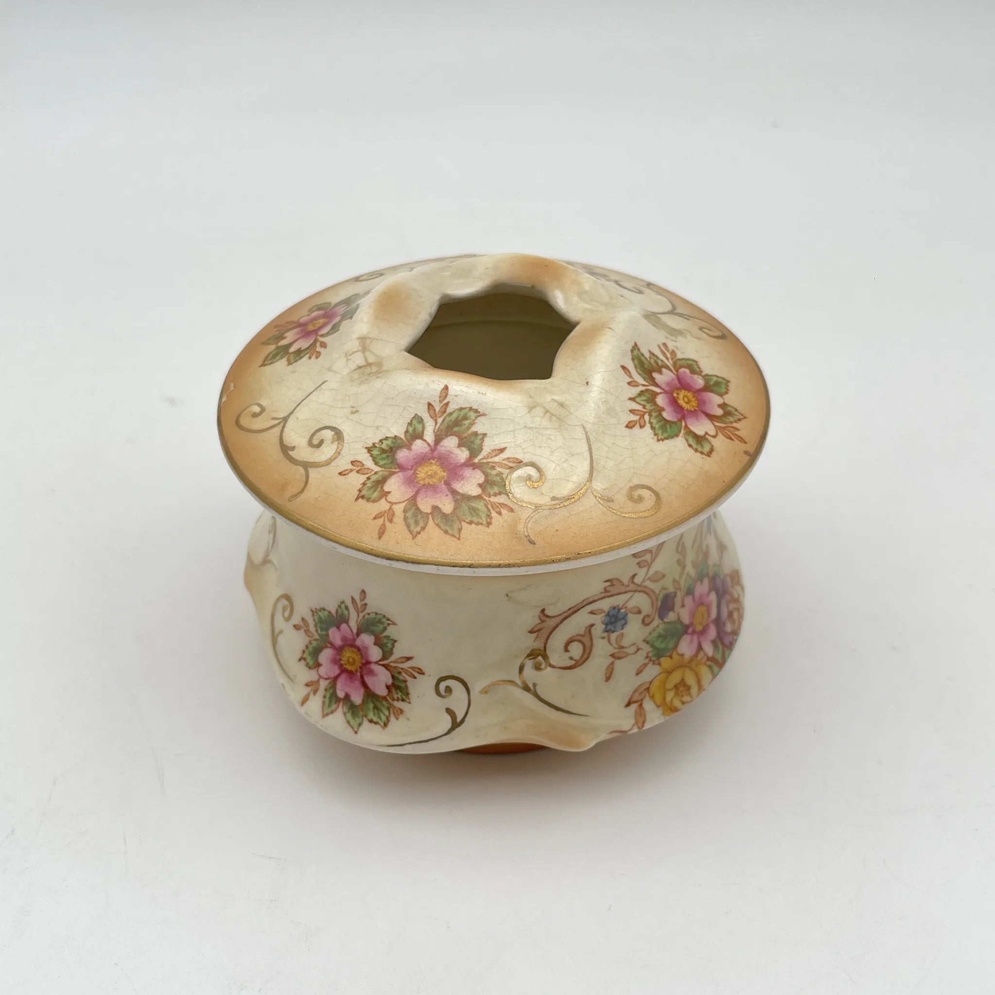 【古董】poplipot / Crown Ducal / Louis / 1910-1920年代(推测)/陶器/英国/铜板转印, 手工金彩铜板转印,手工金彩