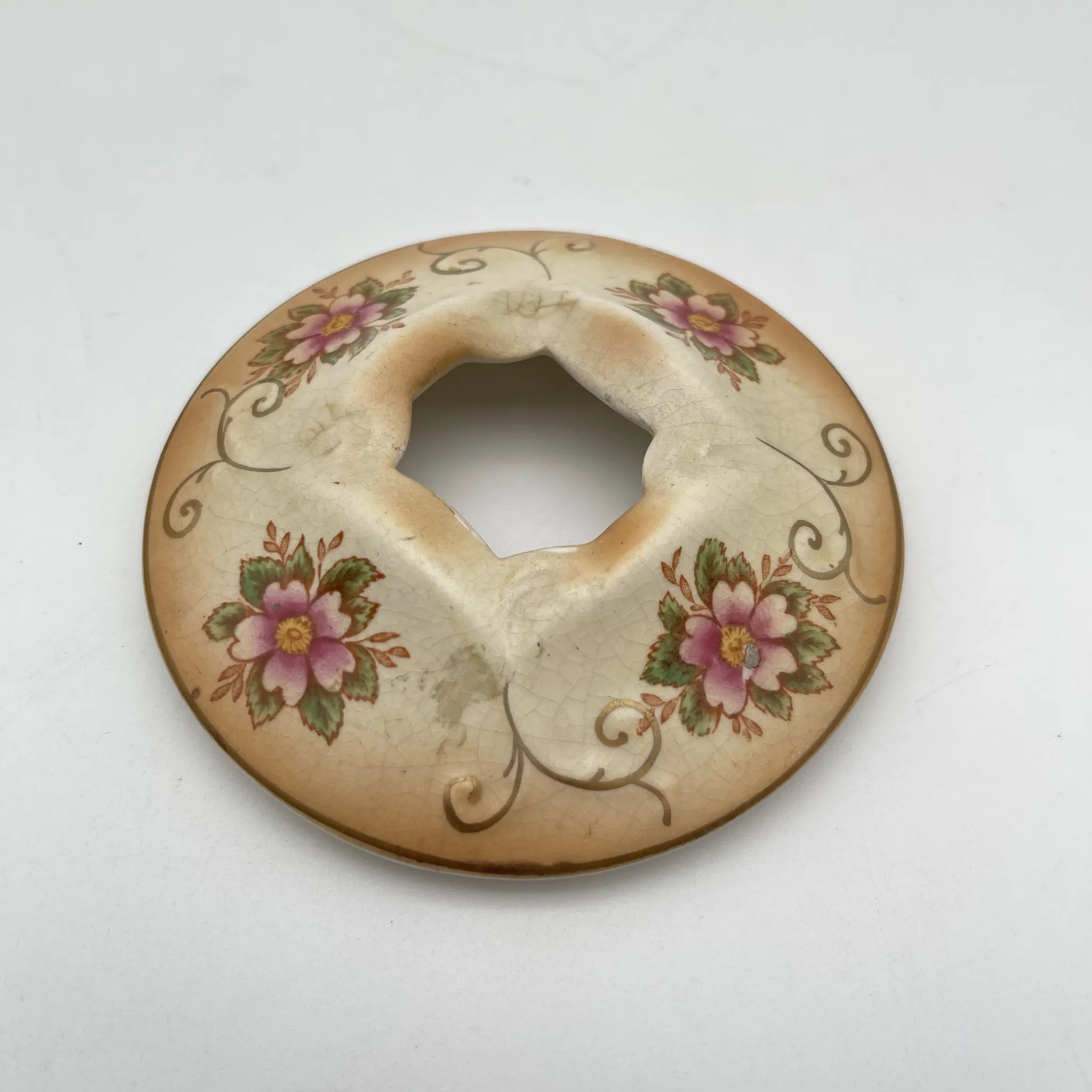 【古董】poplipot / Crown Ducal / Louis / 1910-1920年代(推测)/陶器/英国/铜板转印, 手工金彩铜板转印,手工金彩