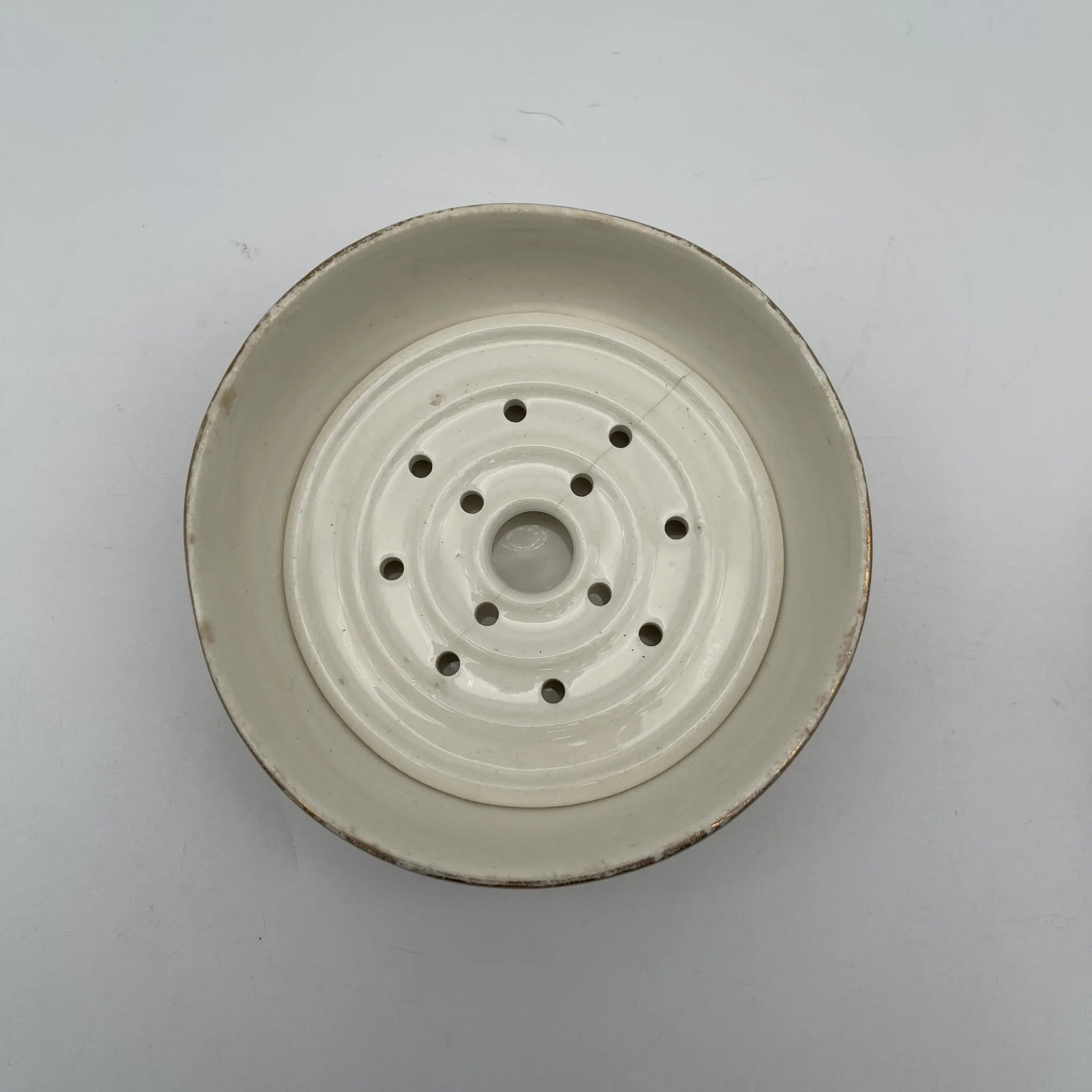 【古董】肥皂碟+备用盖/ Crown Devon / 1890-1910年代/陶器/英国/铜板转印,手工金彩