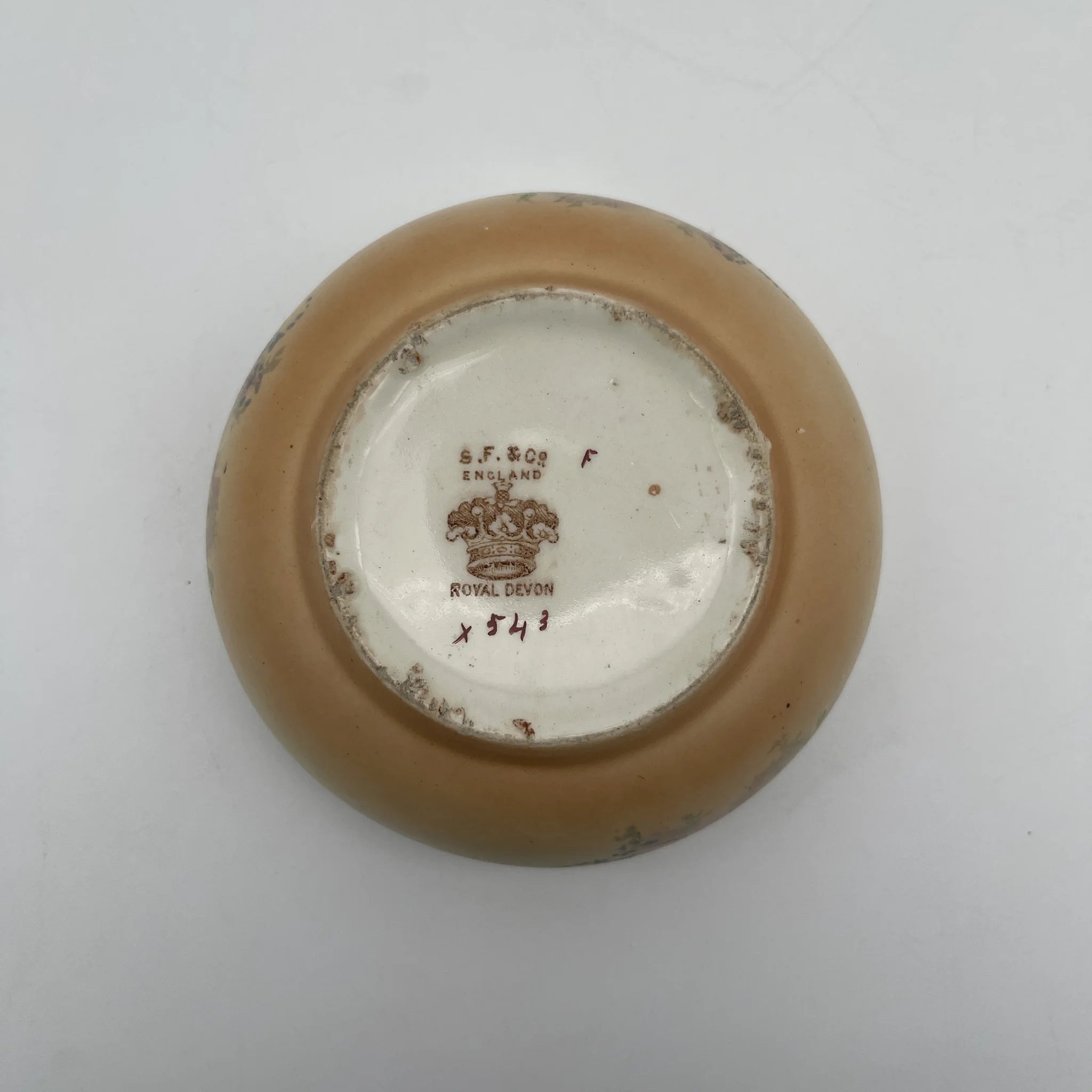 【古董】肥皂碟+备用盖/ Crown Devon / 1890-1910年代/陶器/英国/铜板转印,手工金彩