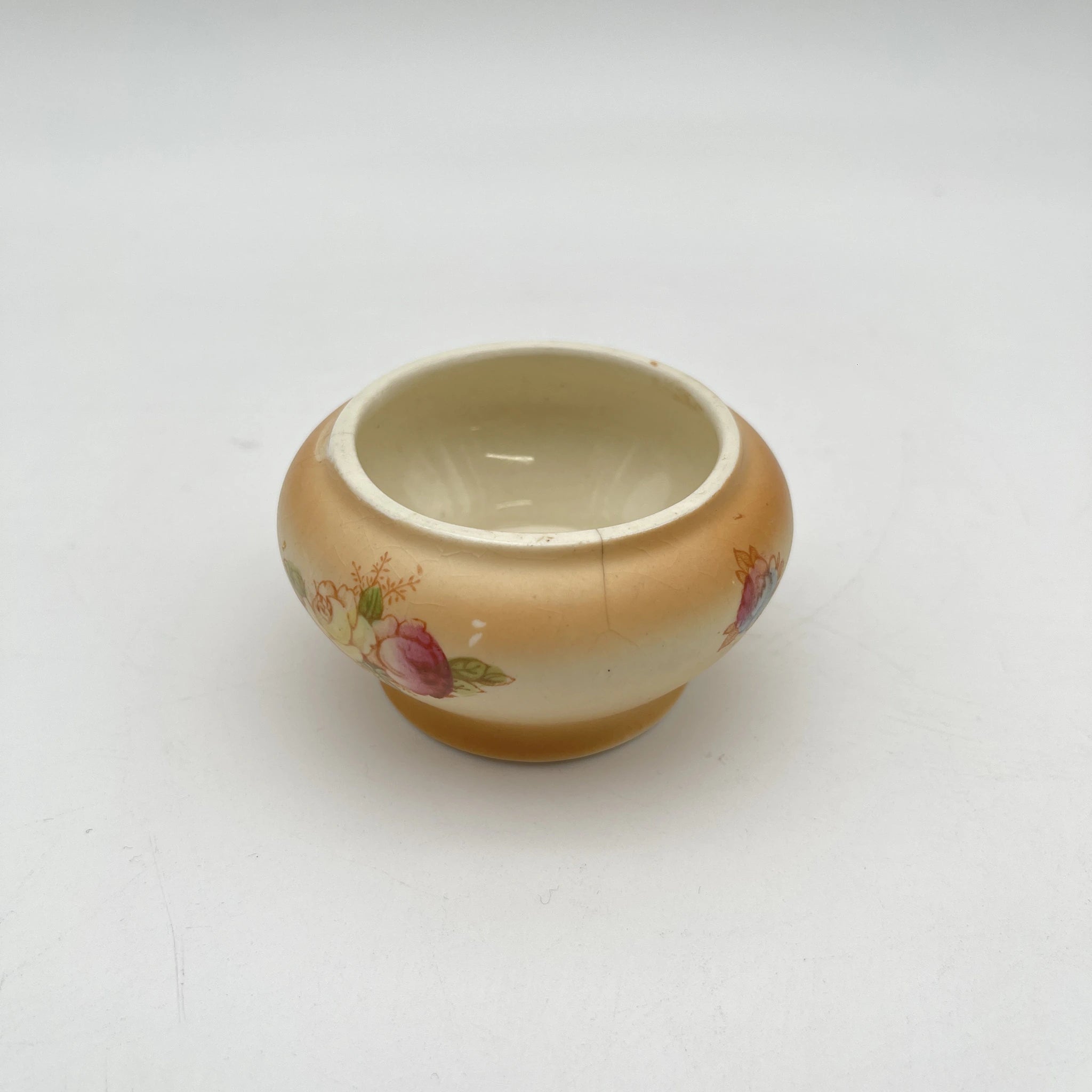 【古董】小罐/ Crown Devon / 1910-1920年代(推测)/陶器/英国/铜板转印,手工金彩